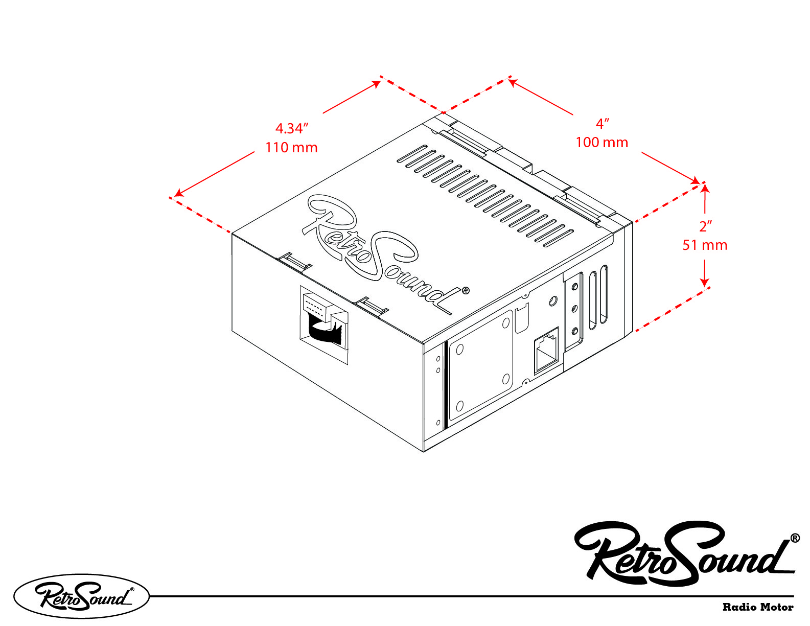 RetroRadio for 1966-68 Mercedes-Benz 200 with Chrome Faceplate BT, USB, AM/FM HC