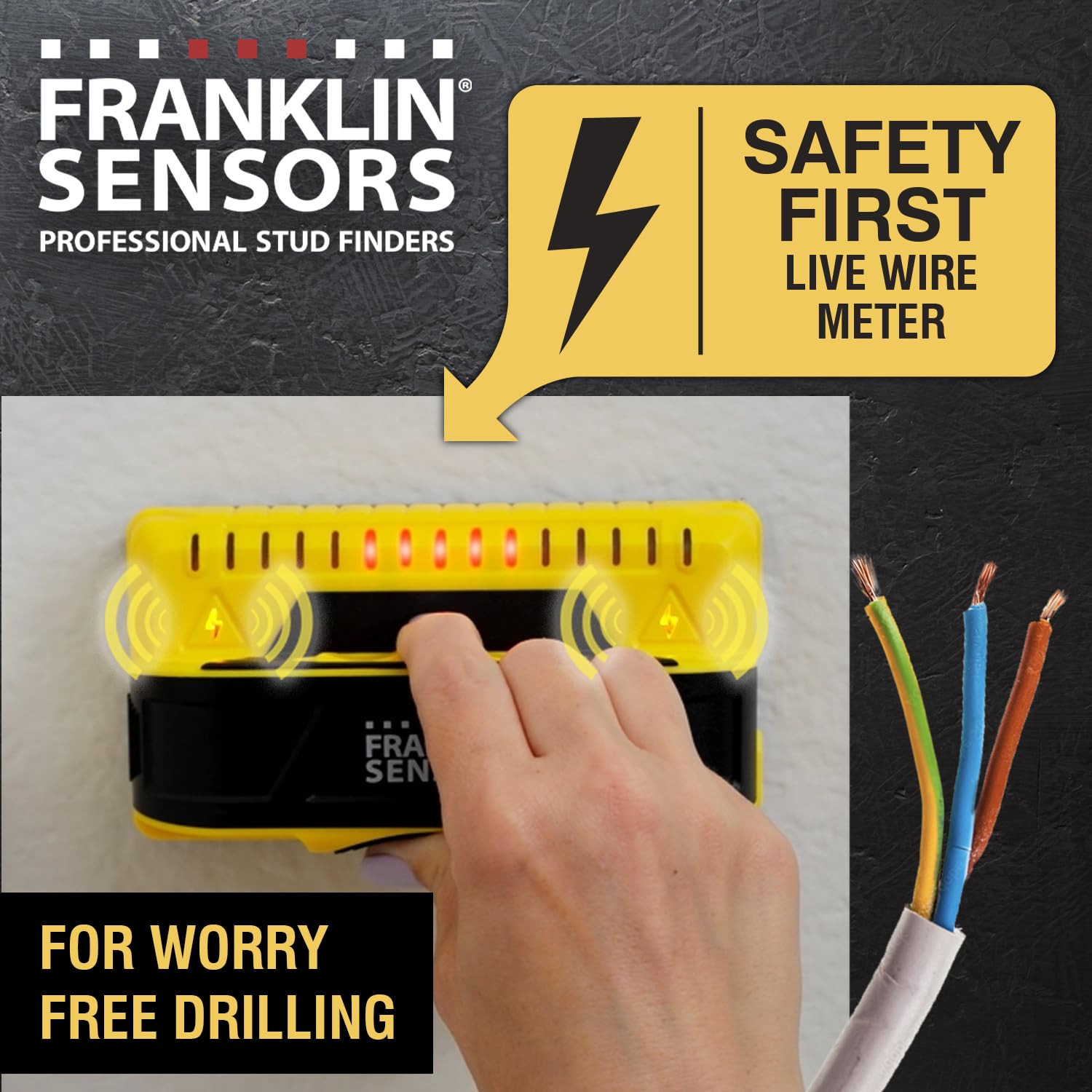 Prosensor M150/X990 Stud Finder with Live Wire Detection | 9-Sensor Wall Scanner