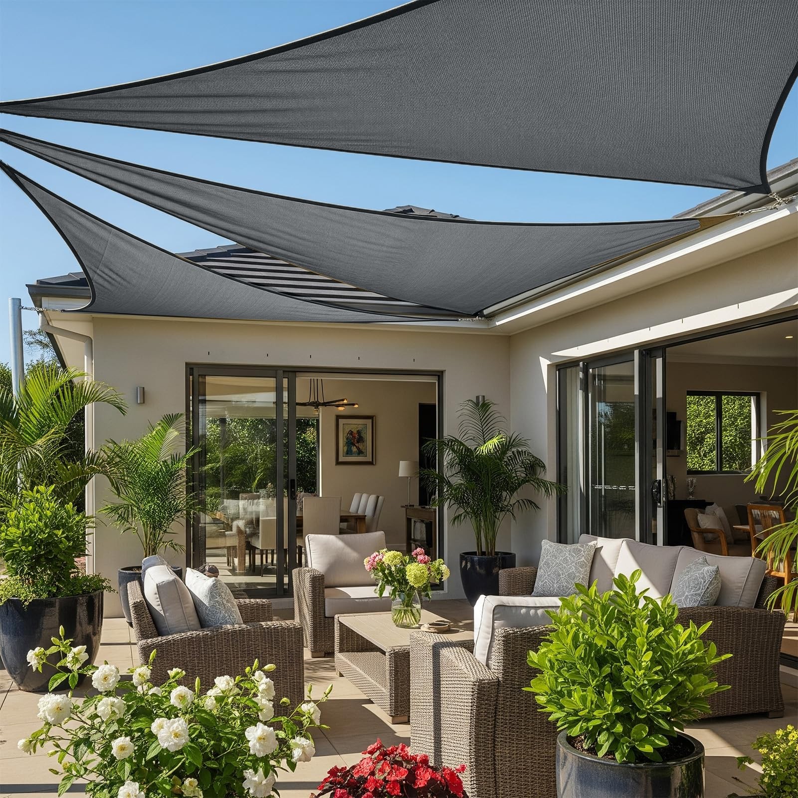 Cool Area Sun Shade Sail 20x20x20FT Triangle Shade Canopy Outdoor Sunshade for P