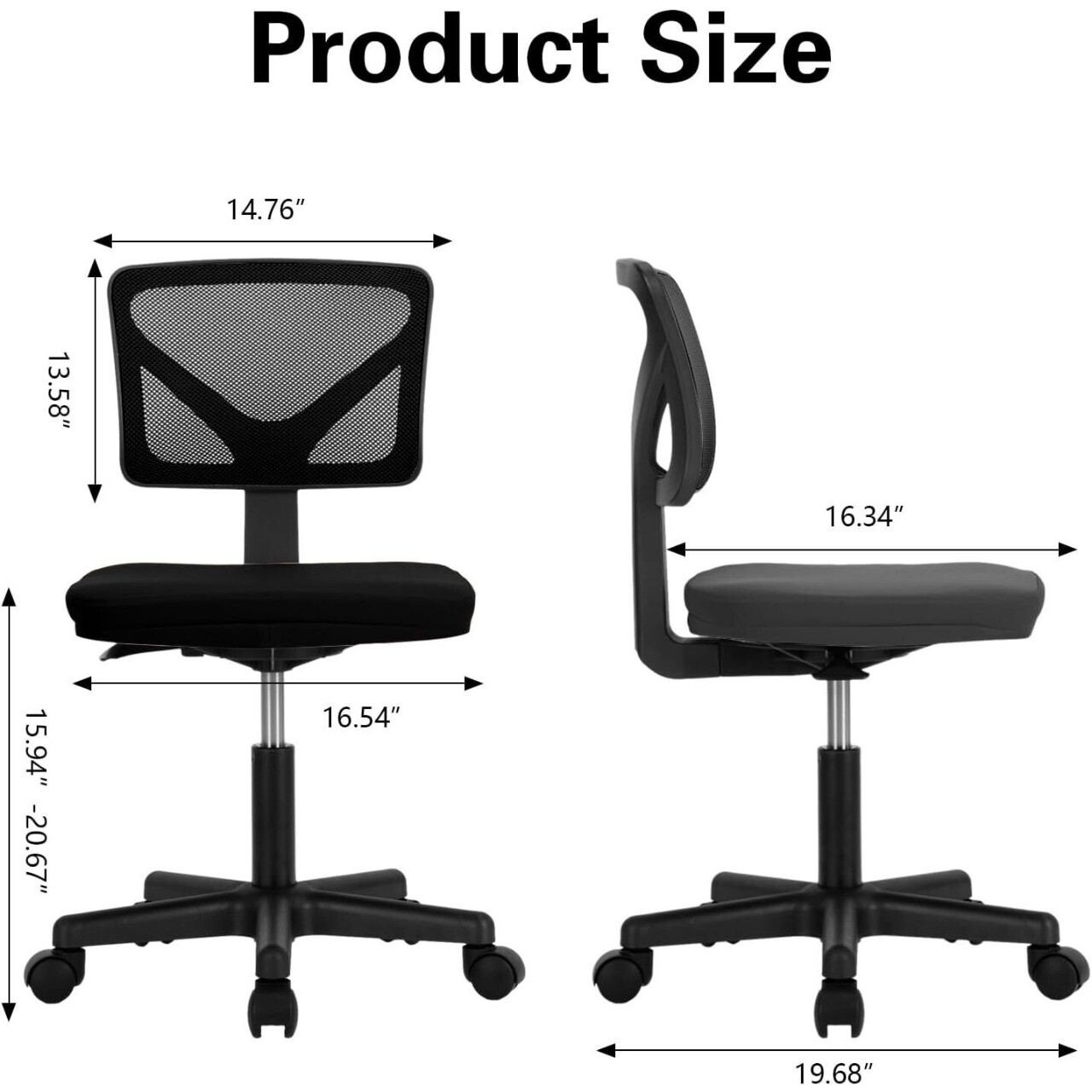 Office Mid-Back Swivel Mesh Chair Height Adjustable Ergonomic Padded Home Chair