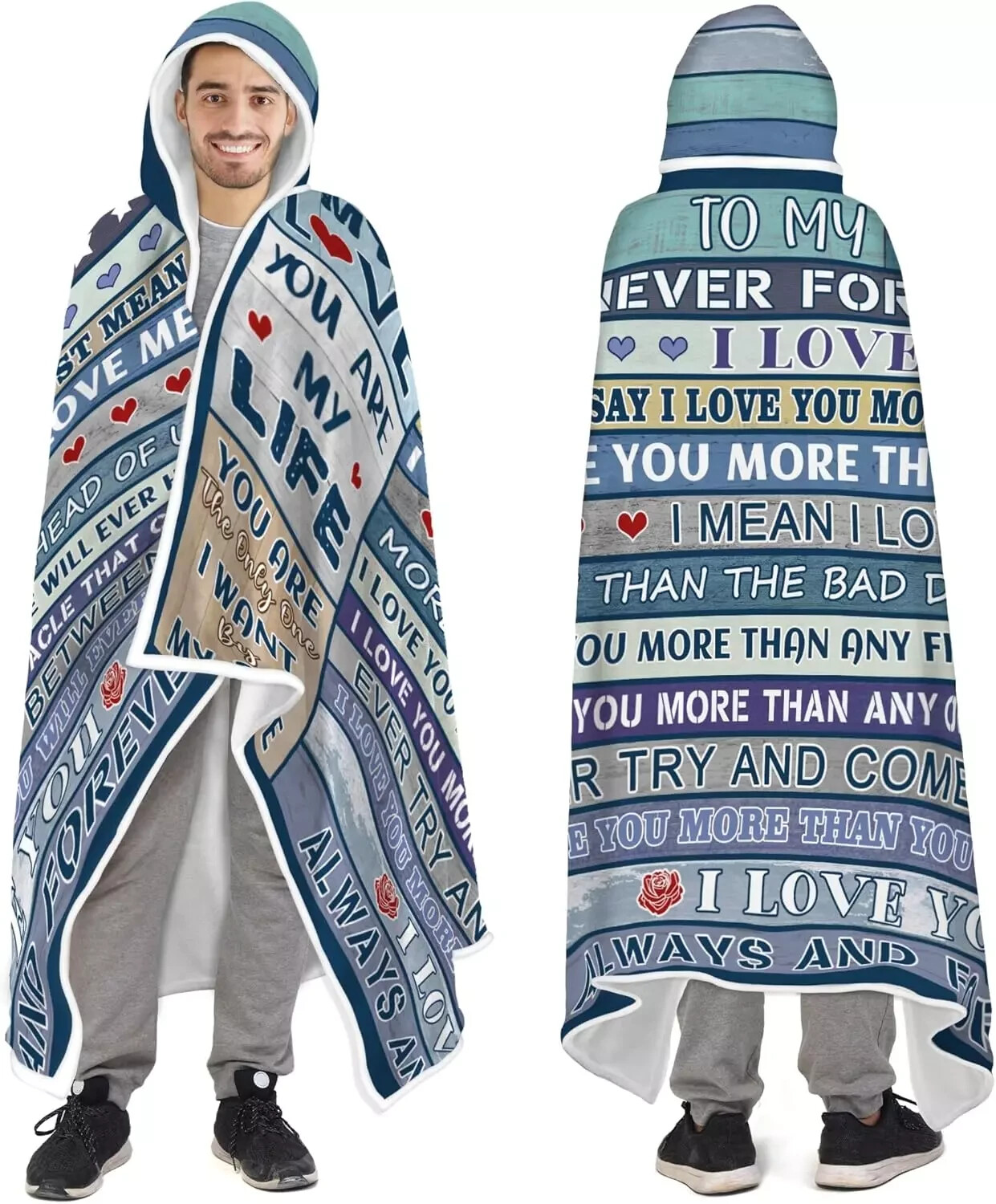 ‘To My Man’ Wearable Blanket To Father/Boyfriend/Husband  72''x48''