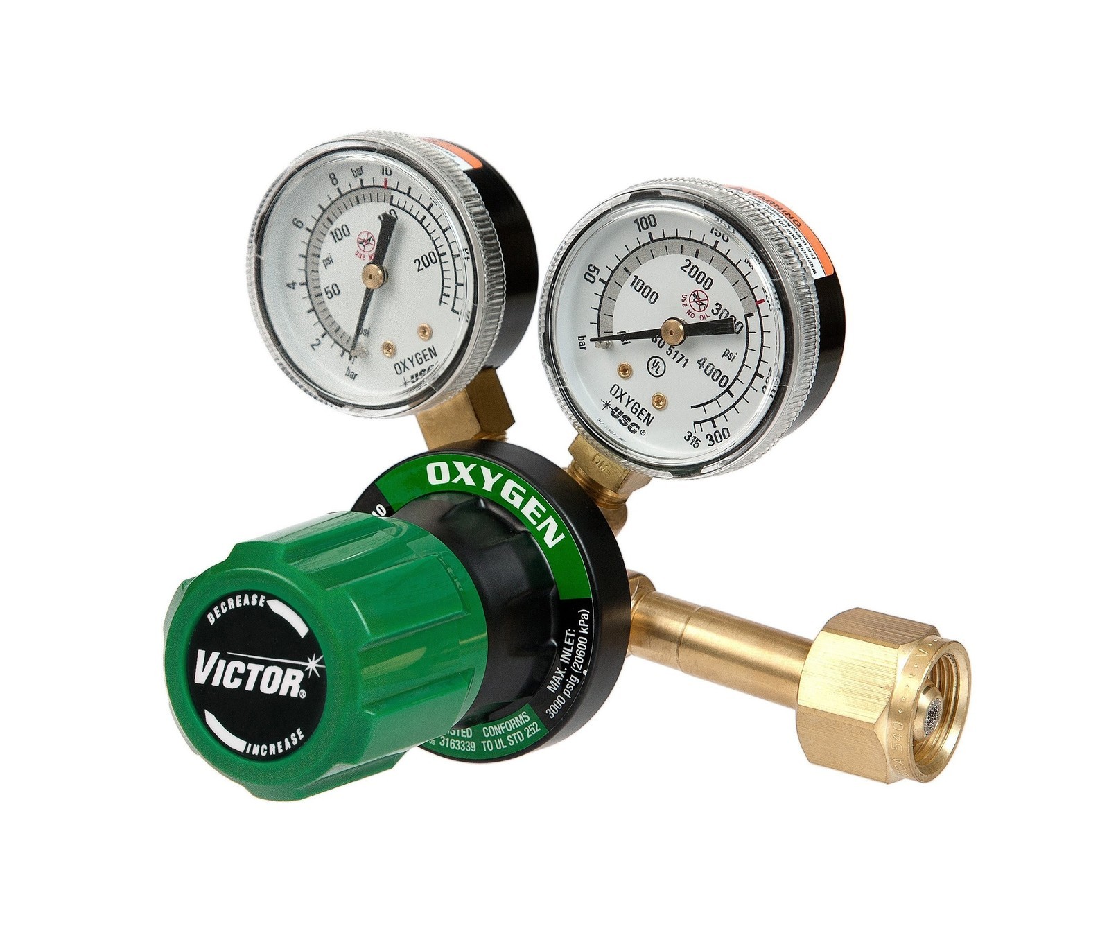 Oxygen Single-Stage Regulator 0.825"-14 Inlet 9/16"-18 Outlet