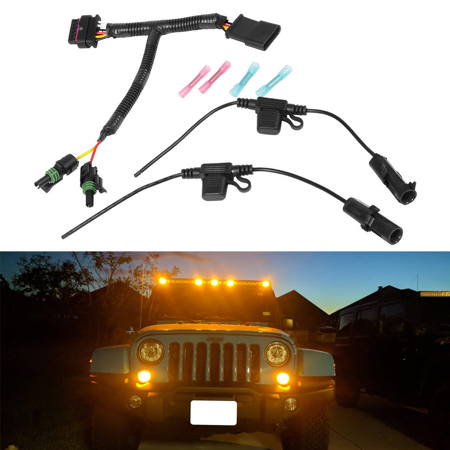 Daytime Running Light DRL Adapter Wiring Harness for 18-23 Jeep Wrangler JL & JT