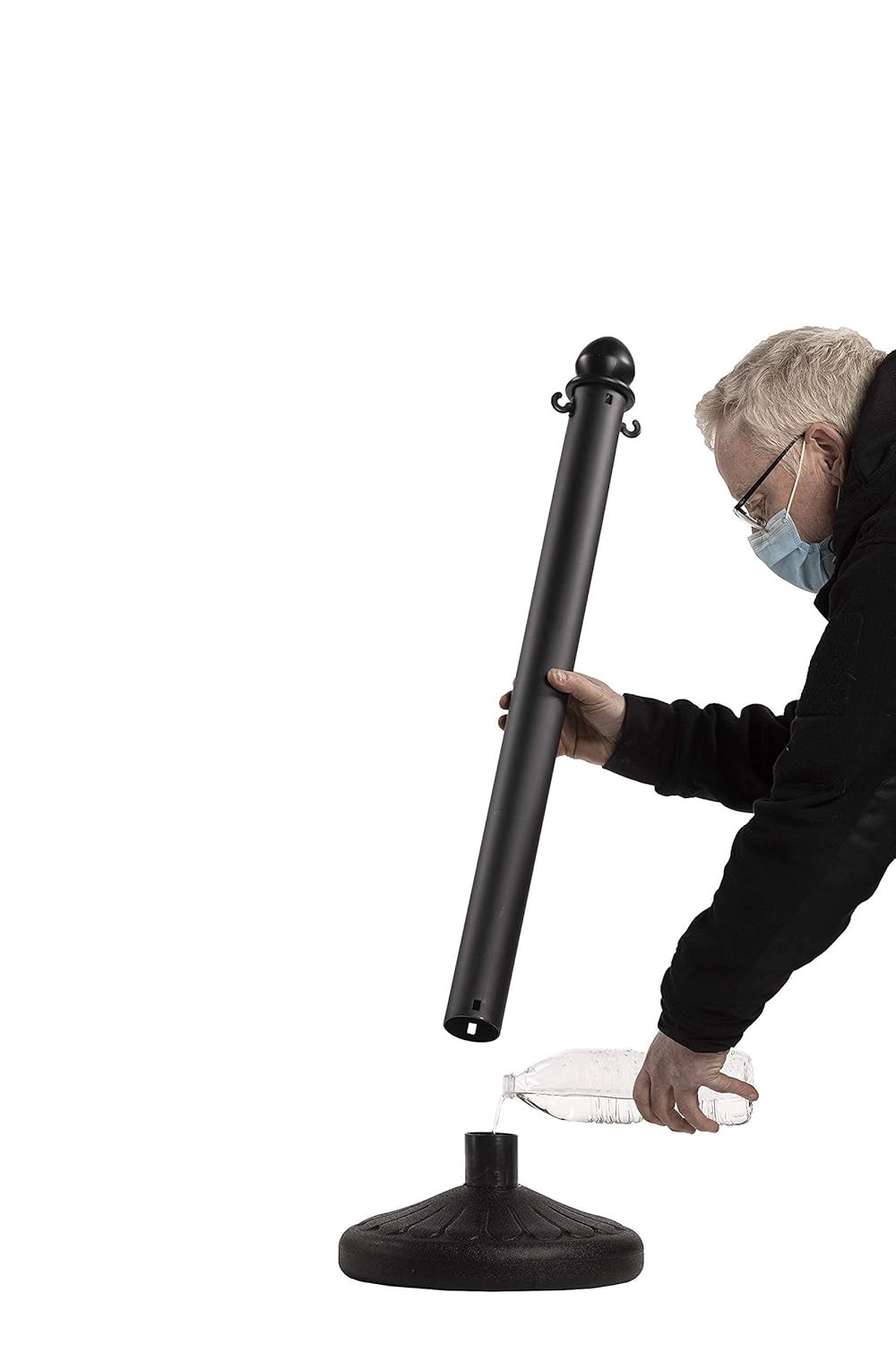 Plastic Stanchion Set 6 Black 2.5" Diameter w/ 50ft Chain Crowd Control