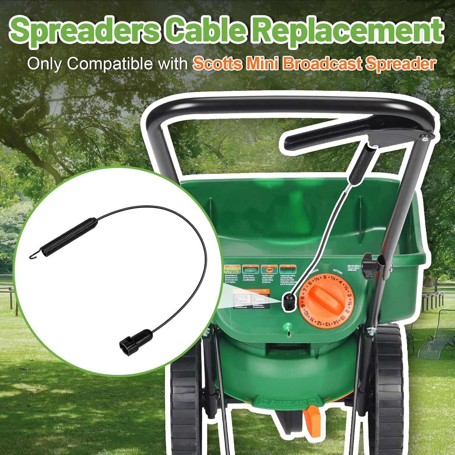 Lawn Spreader Control Cable, Compatible with Scotts Mini Broadcast Spreader, Law
