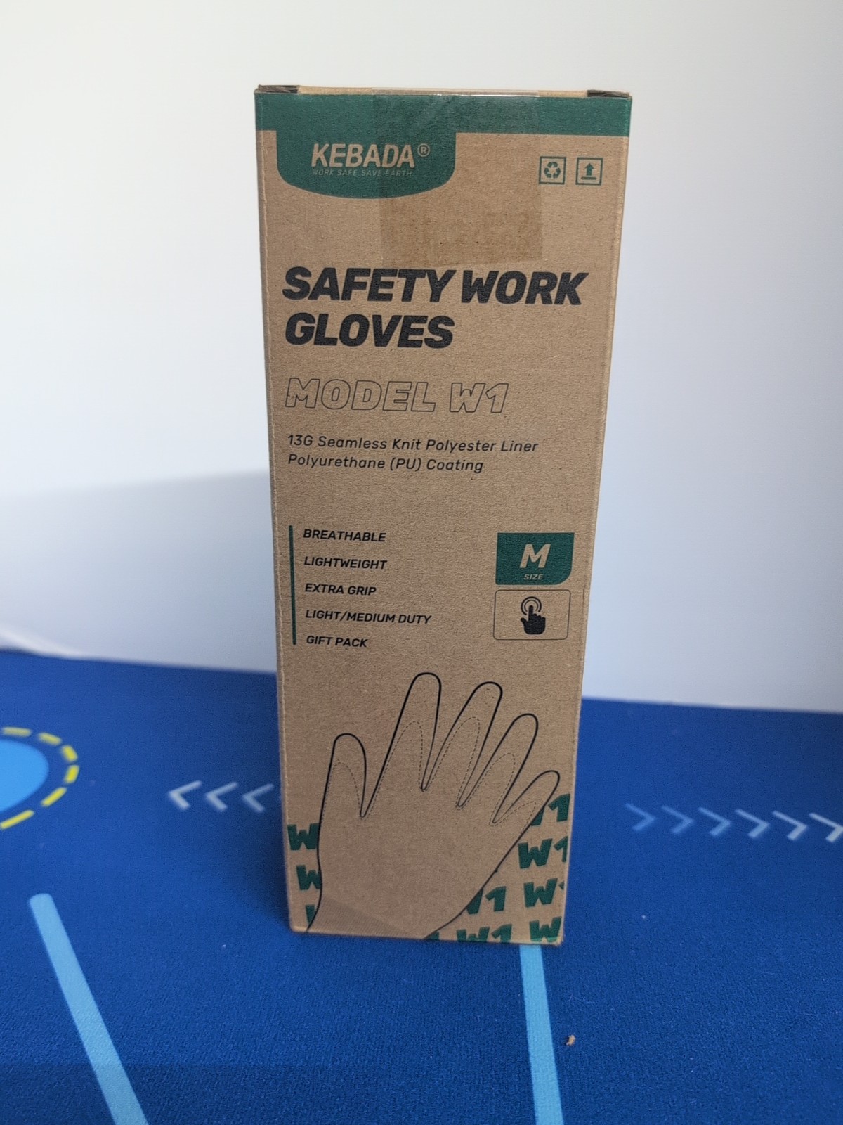 Kebada Safety Work Gloves W1  Size 8/M 13G Seamless Knit PU Coating 12 Pair New