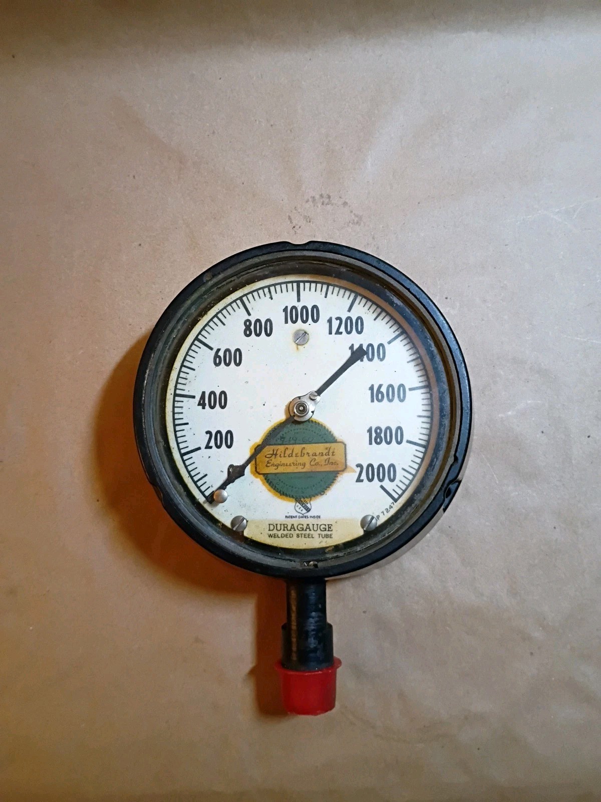 Antique American Pressure Gauge 0–2000 PSI 4 1/2" Hildebrandt Houston Texas