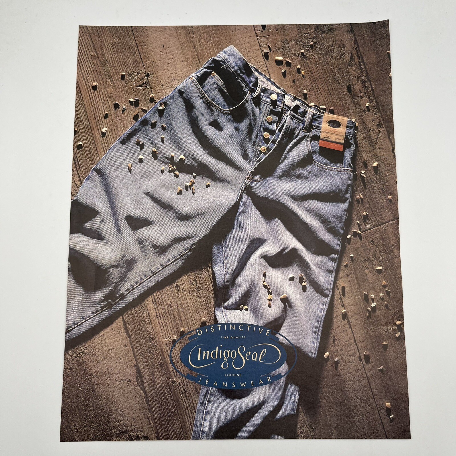 Indigo Seal Clothing Denim Jeans 1992 Vtg Print Ad 9.75"x12.5" UK Brand AD ONLY
