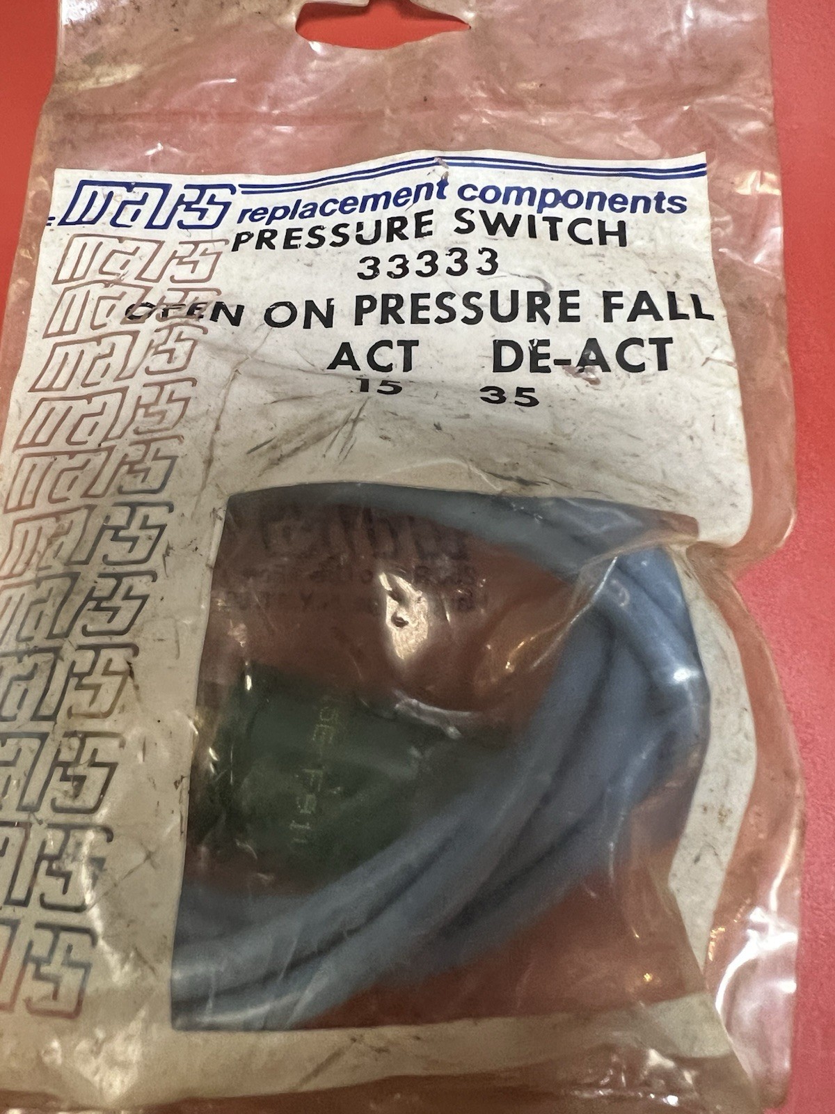 MARS Pressure Switch 33333 Open On Pressure Fall Act De-Act 15 35