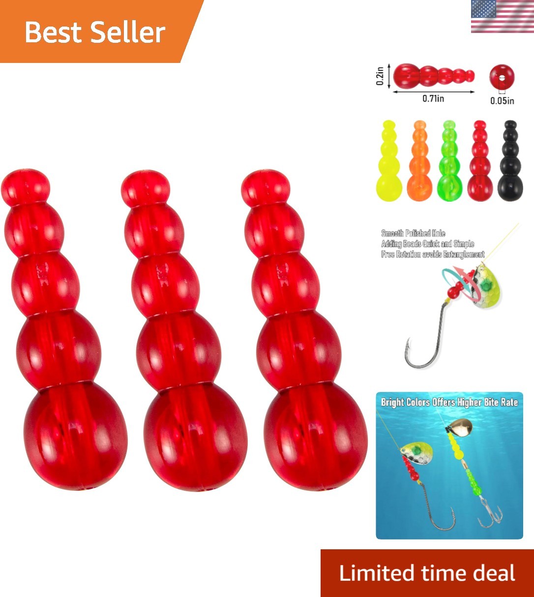 50 Pack Fishing Beads - High-Quality Red Lure Making Supplies for Walleye
