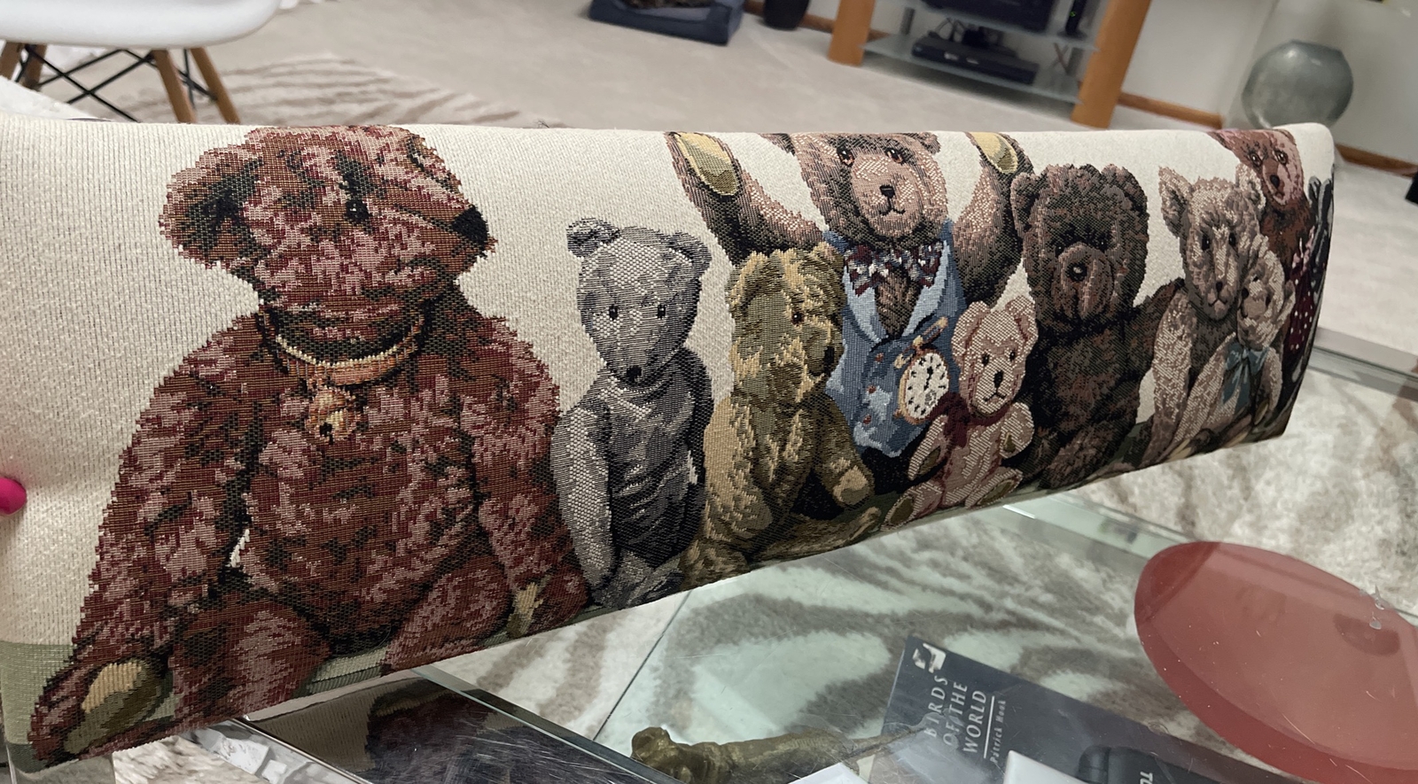 DAKOTAH INC. Upholstered Tapestry Long Seat Bench Ottoman Kids Room Teddy Bears