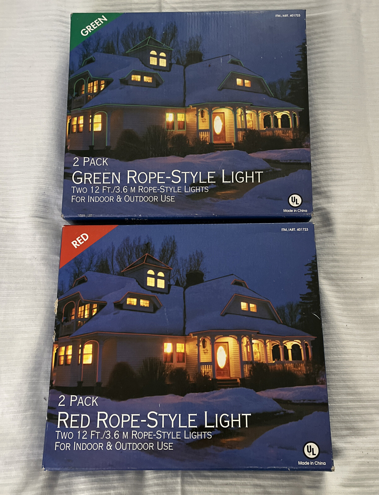 2 boxes of Red & Green Christmas total 48 feet of lights Brand New sealed box