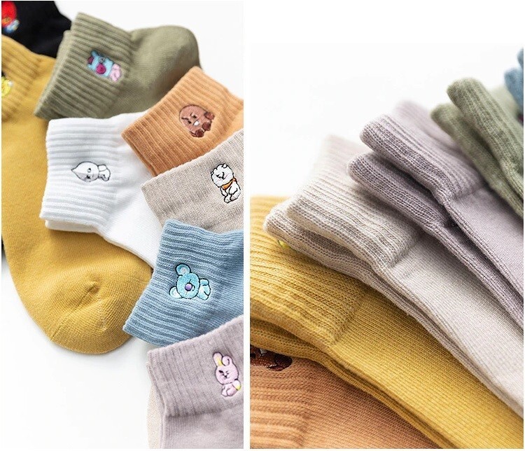 BTS Bangton Boys KPOP Cute Cartoon Cotton Socks Women Girls Army 8 Pair