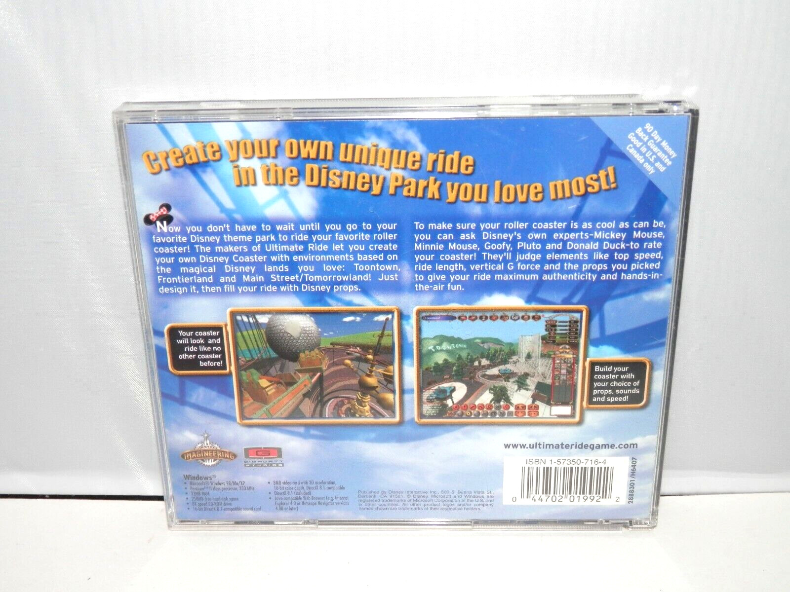 Disney Coaster Ultimate Ride PC Game - CD ROM Windows Create & Ride Your Own