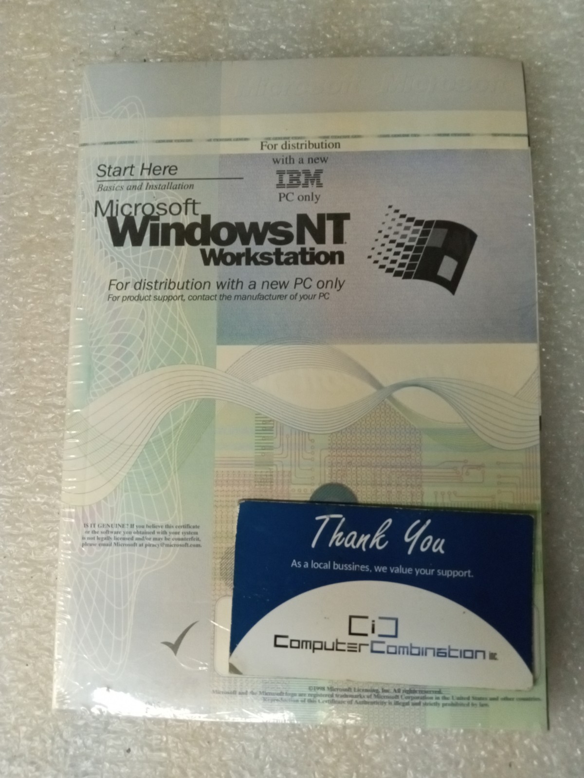 Microsoft Windows NT Workstation 4.0 OEM IBM  Complete Vintage Software w/ COA