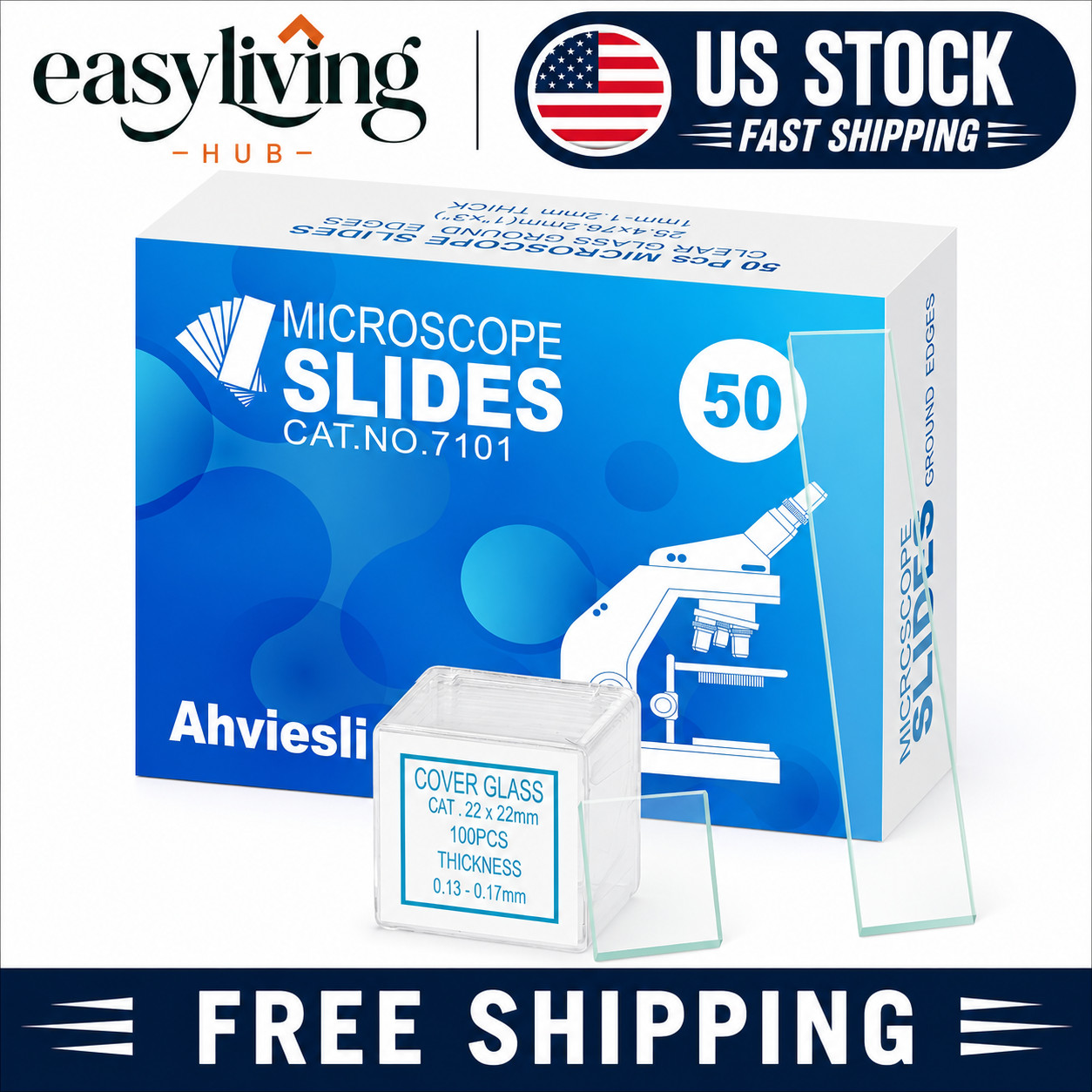 Microscope Slides and Covers Kit – 50 Blank Pre-Cleaned Glass Slides for Microsc