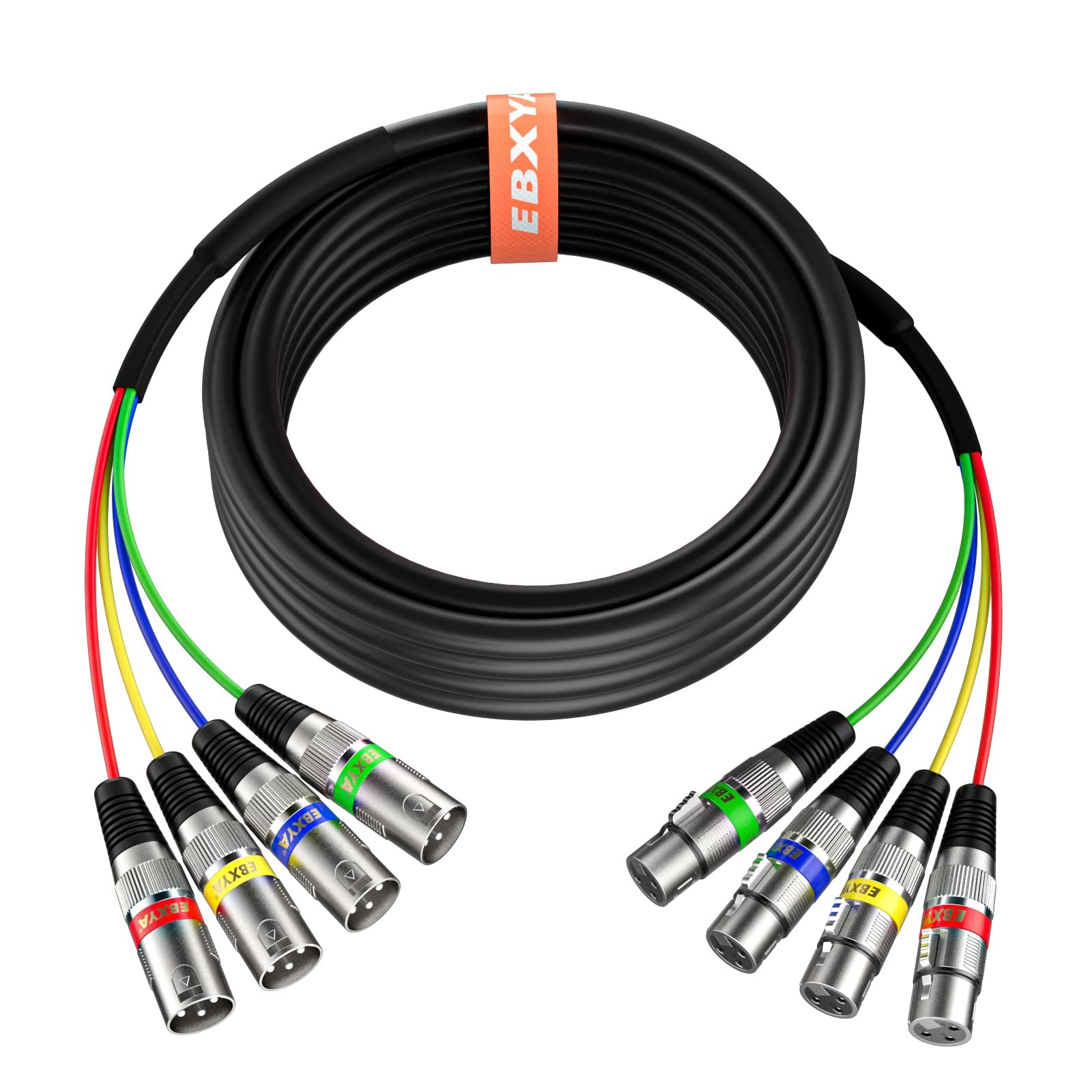 EBXYA 20 Ft 4 Channel Snake - Premium XLR Male to 1 Pack, Blue,Green,Red