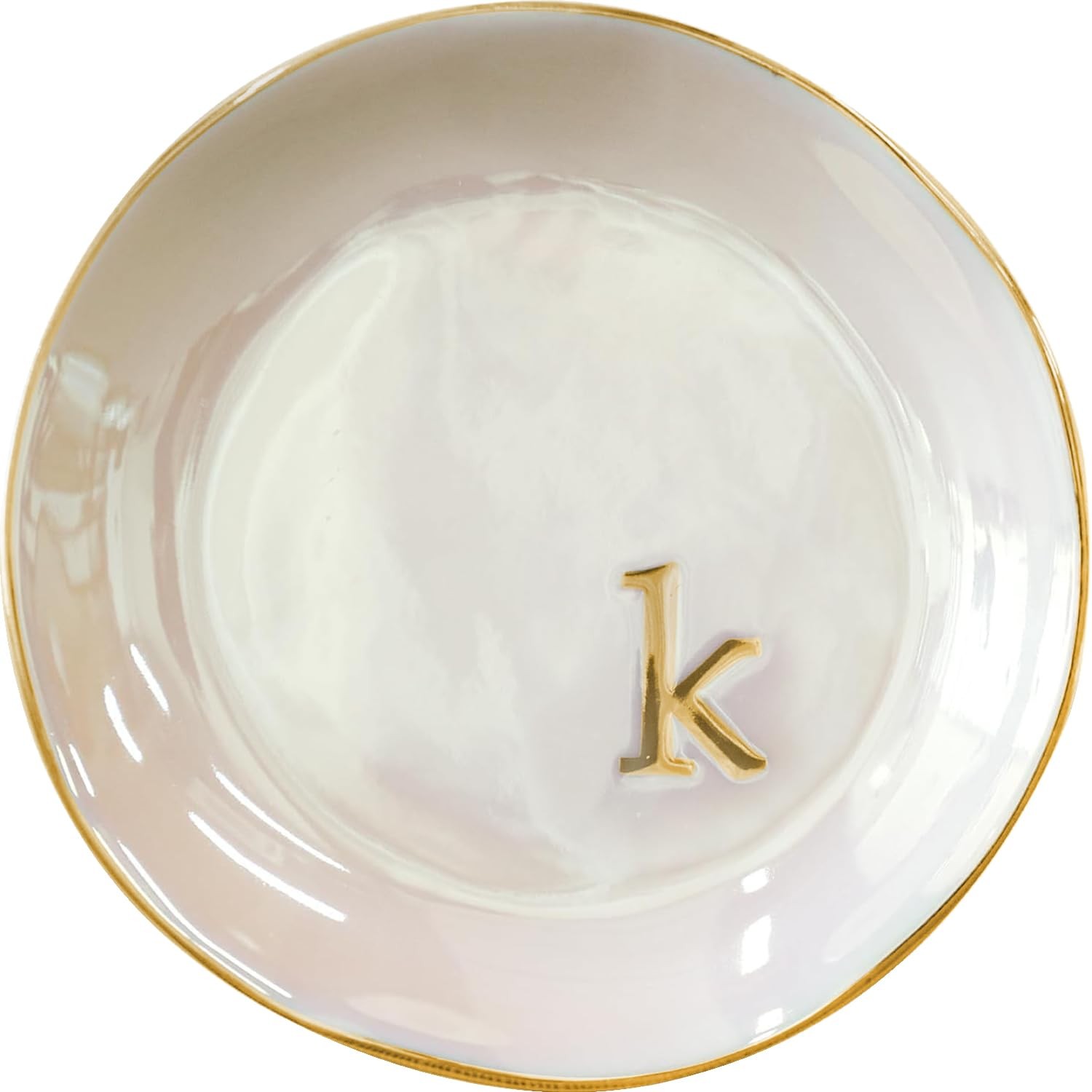 COLLECTIVE HOME - Iridescent Jewelry Tray, 4.75-Inch Personalized Lowercase Embo
