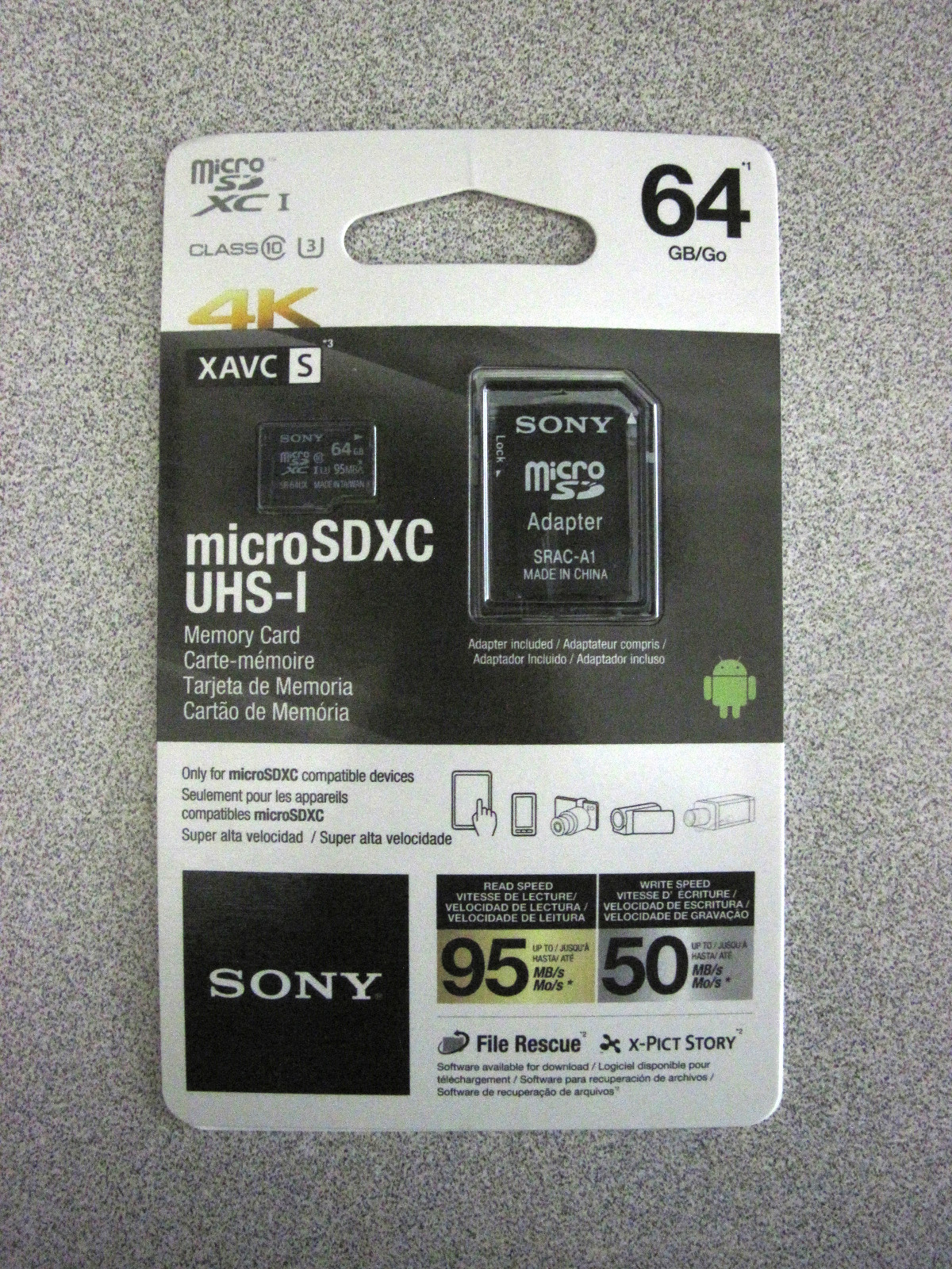 Sony 64G micro XAVC S 4K Ultra HD best SD card for HDR AS50R X1000V action cam