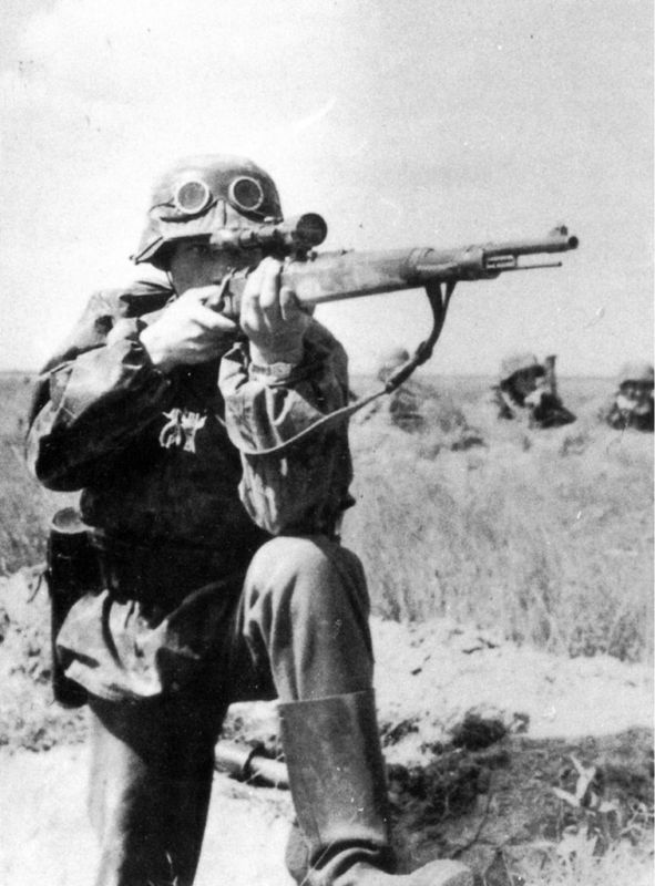 WW2 German Sniper K98 Mauser B&W Photo WWII Germany World War Two Wehrmacht