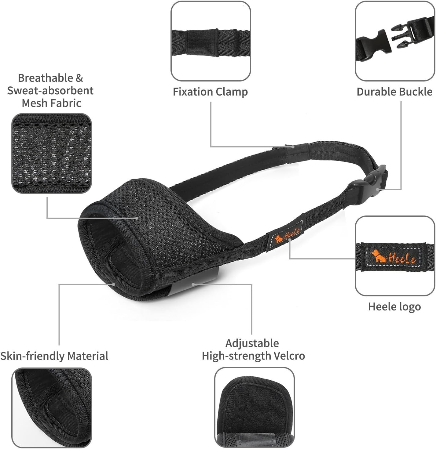 Soft Nylon Dog Muzzle for Medium Large Breeds, Adjustable and Breathable Design