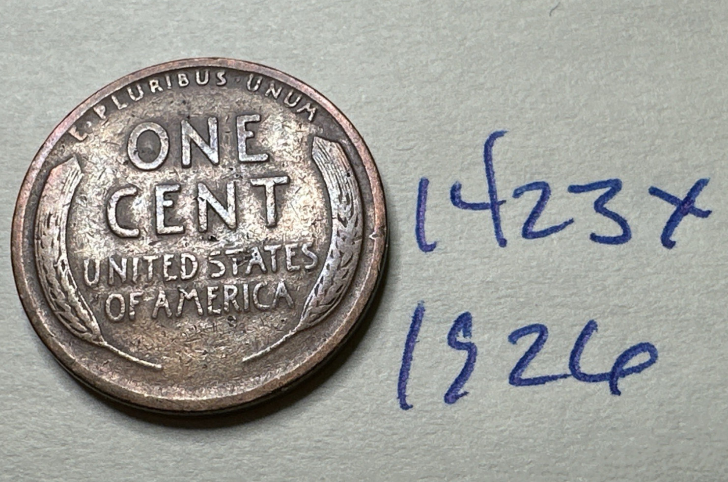 1926 1C BN Lincoln Cent WHEAT PENNY 1423X
