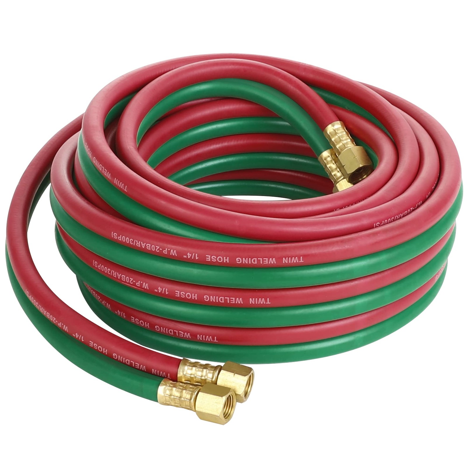 Hromee Oxygen Acetylene Hose 1/4-Inch × 25 Feet with 25 Feet, Red and Green
