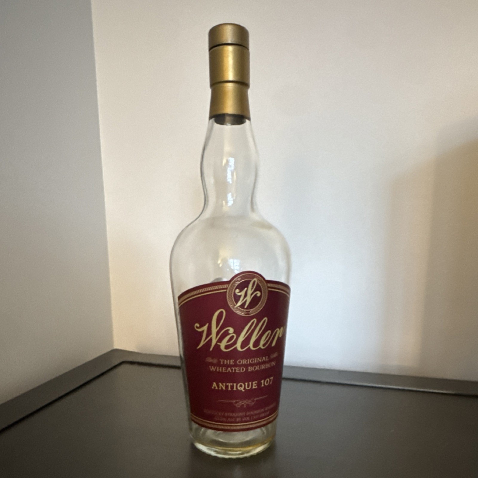 Weller Antique 107 Wheated Bourbon Empty Liquor Bottle 750ml Clear UNRINSED