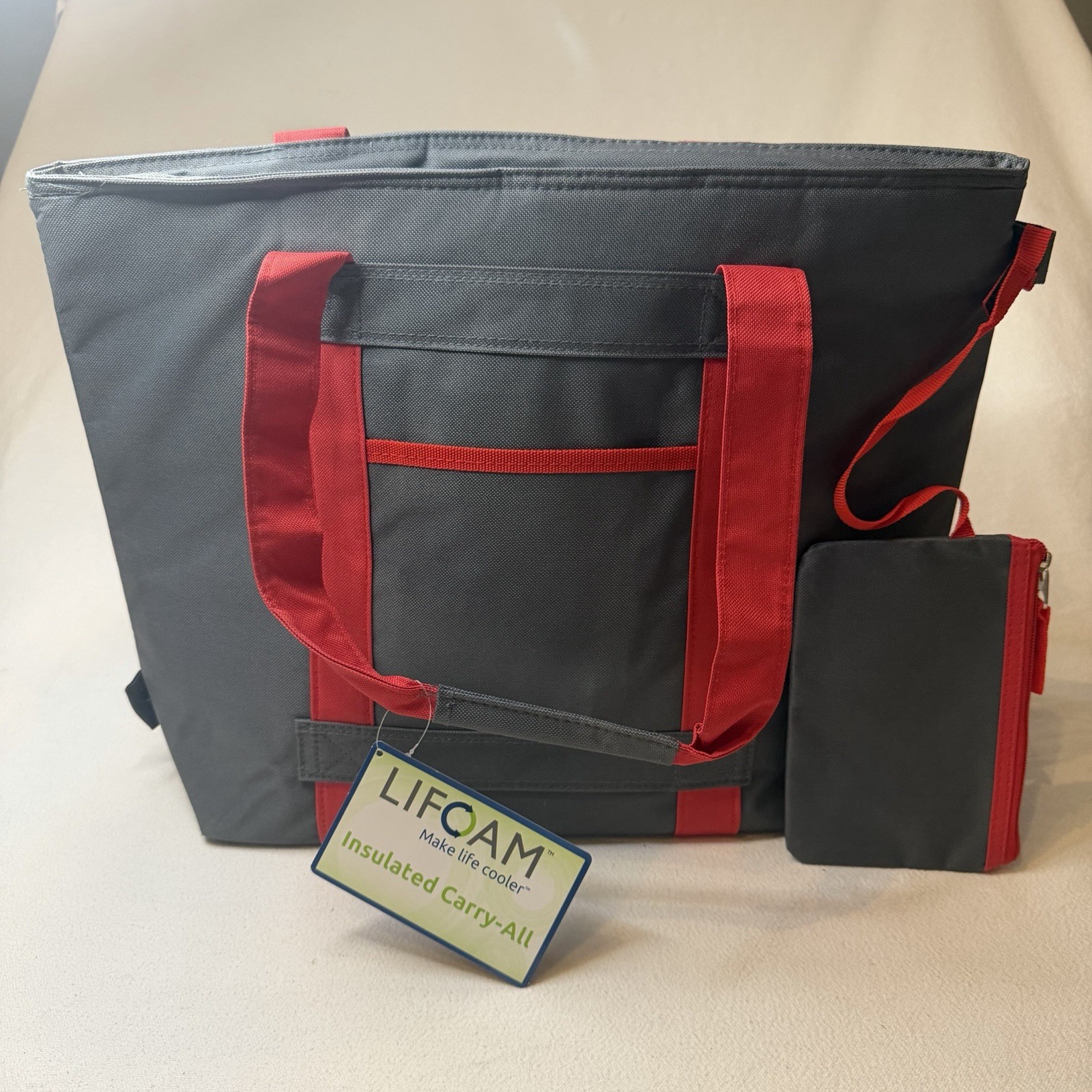 LIFOAM Insulated Cooler Tote Bag Carry All  Zip Closure Reinforced Handles NWT