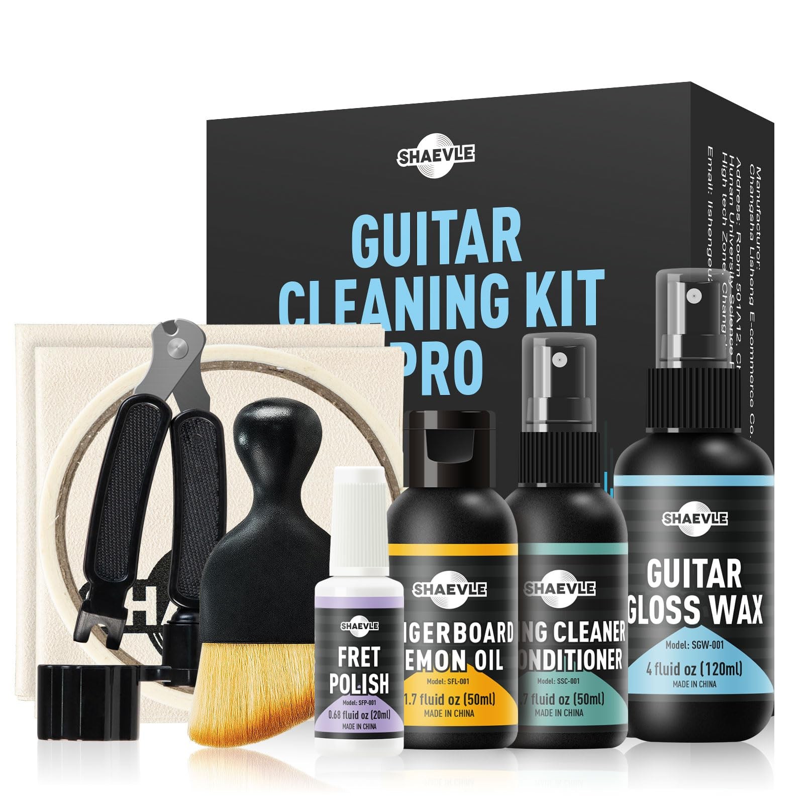 Guitar Cleaning Kit: Guitar Gloss Wax, Fingerboard Lemon Oil, String Cleaner ...