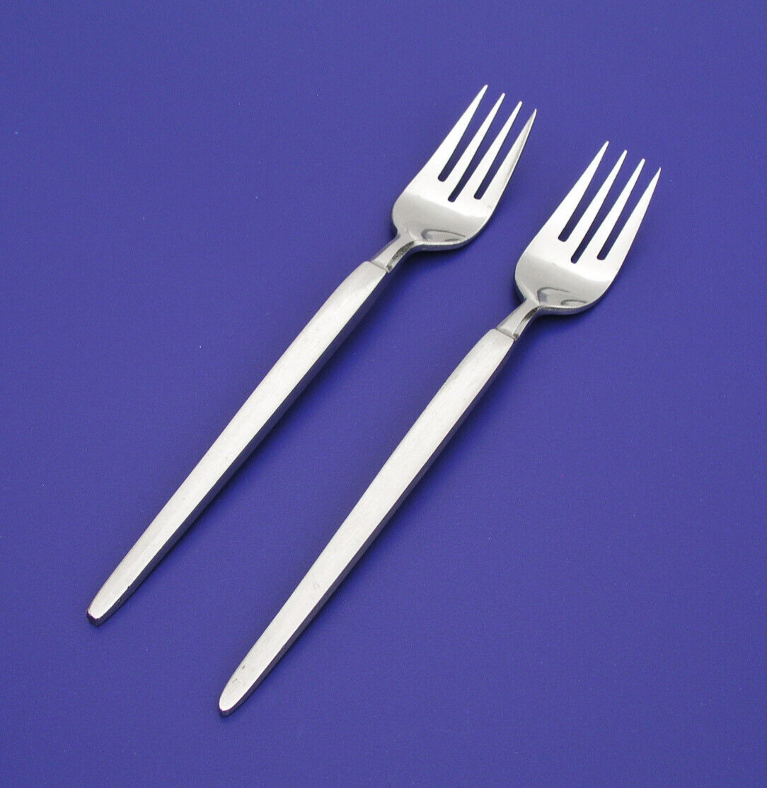 (2) STANLEY ROBERTS JAPAN - ASTRO PATTERN STAINLESS 6 1/2" SALAD FORKS
