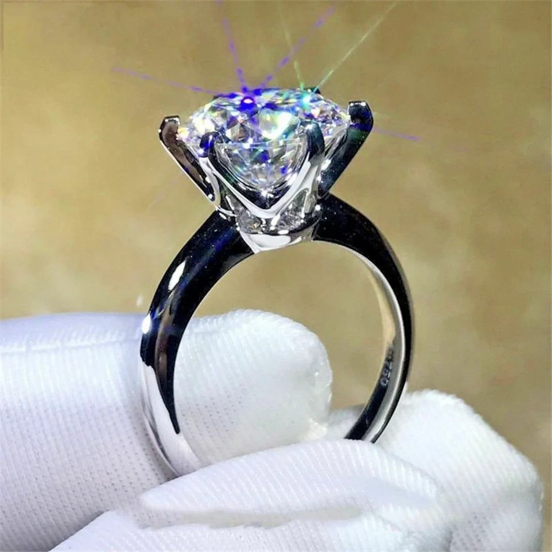 Lab-Created 2.10 Ct Round Cut White Diamond Wedding Ring 925 Sterling Silver