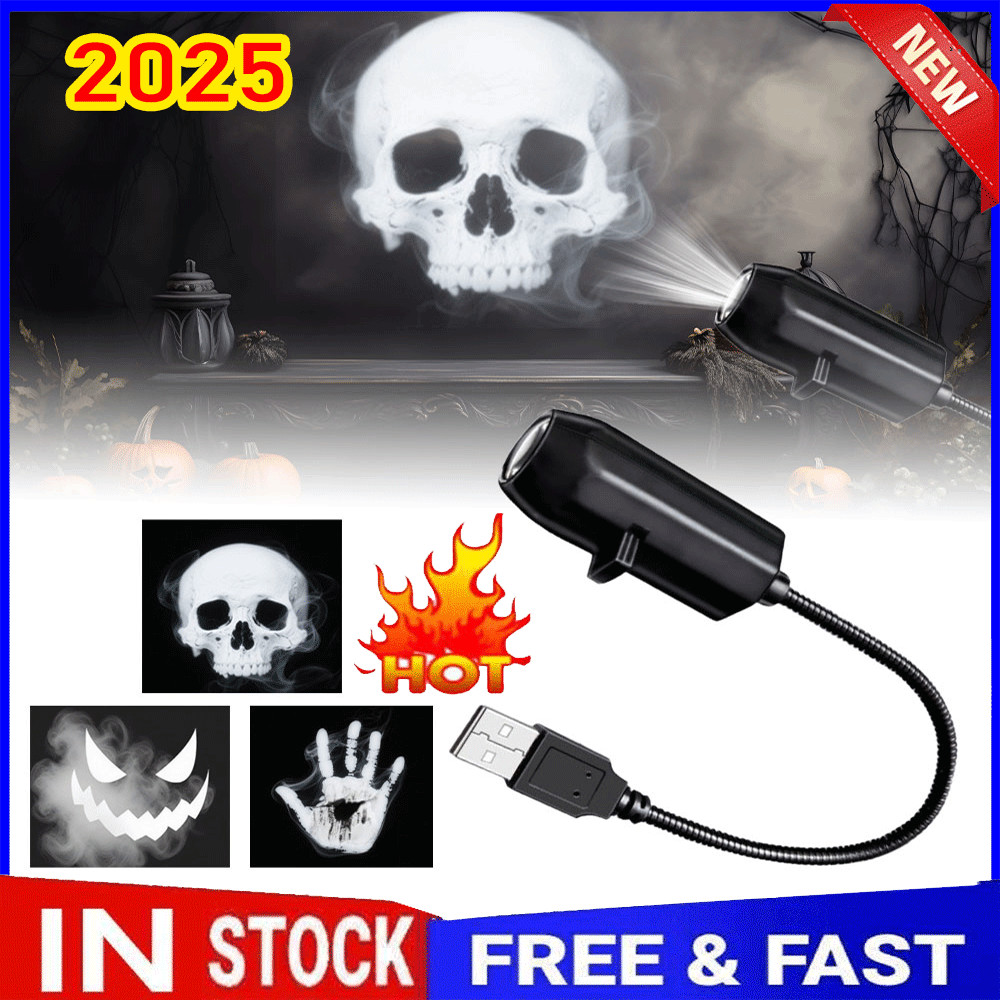 360° Rotatable Skull LED Night Light with Interchangeable Palm Prints & Faces TL
