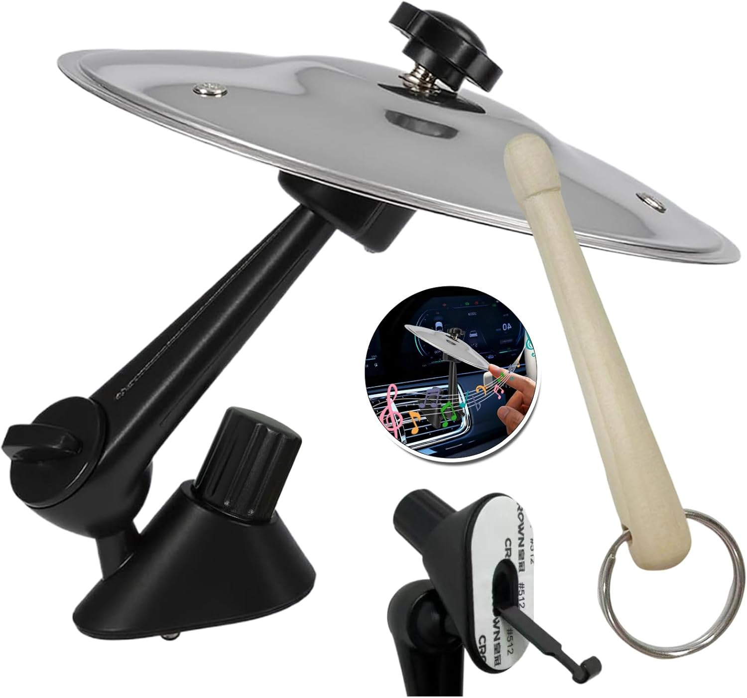 Mini Crash Cymbal Car Air Vent Decor - Drum Accessory for Music Lovers (Silver)