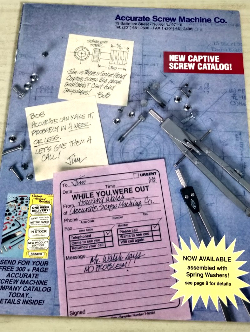 1990s Accurate Screw Machine Co. Captive screw catalog  C3