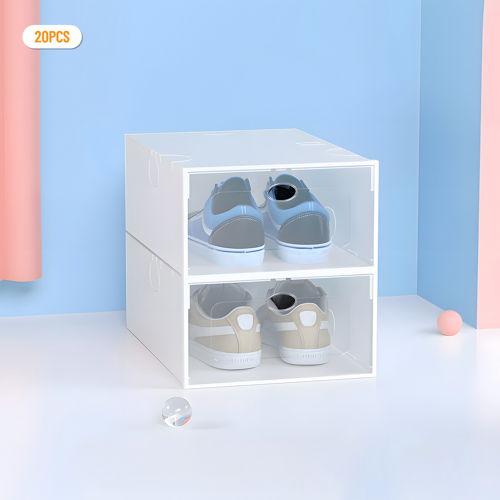 Stackable Shoe Storage Box Durable Plastic Sneaker Display Case Organizer 20pcs