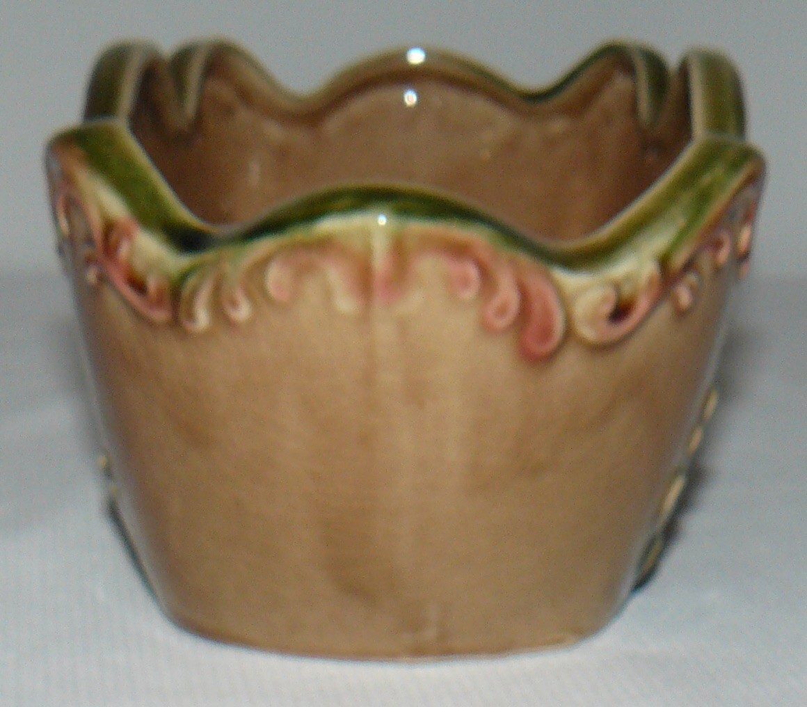 Vintage Square Oval Ruffle 9" Long Planter Crackle Ceramic Ducks In Flight