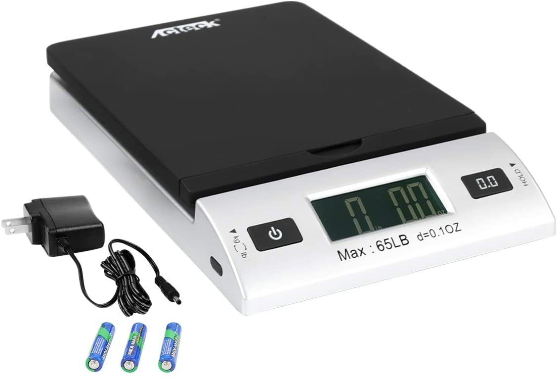 Acteck A-CK65BS 65 lb x 0.1OZ Digital Postal Shipping Scale Adapter + Batteries