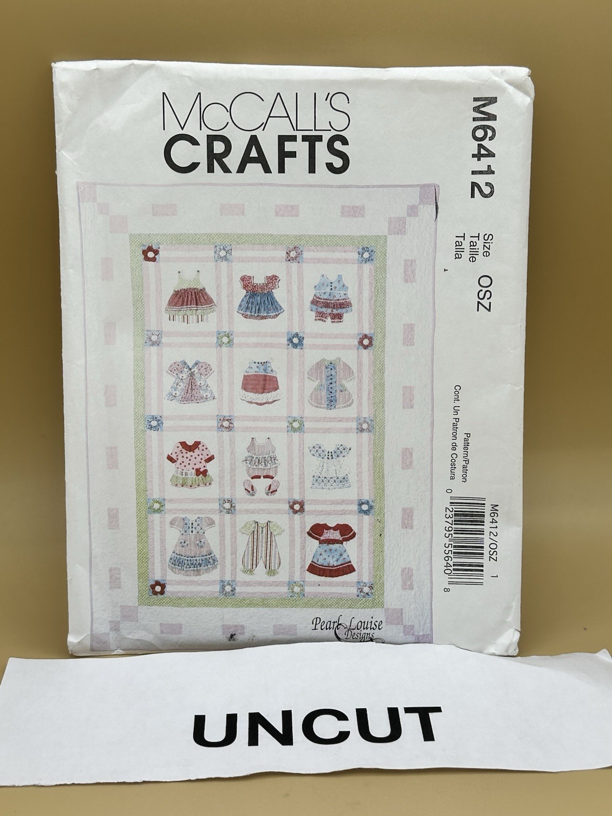 McCall's Crafts Pattern 6412 Quilt Dimensional Pearl Louise 59"W x 83"L UC FF