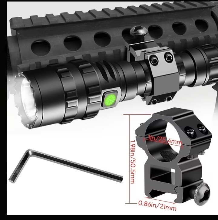 Tactical Rifle Light - Bright Rechargeable And Easy To Mount - Tail Switch Inclu