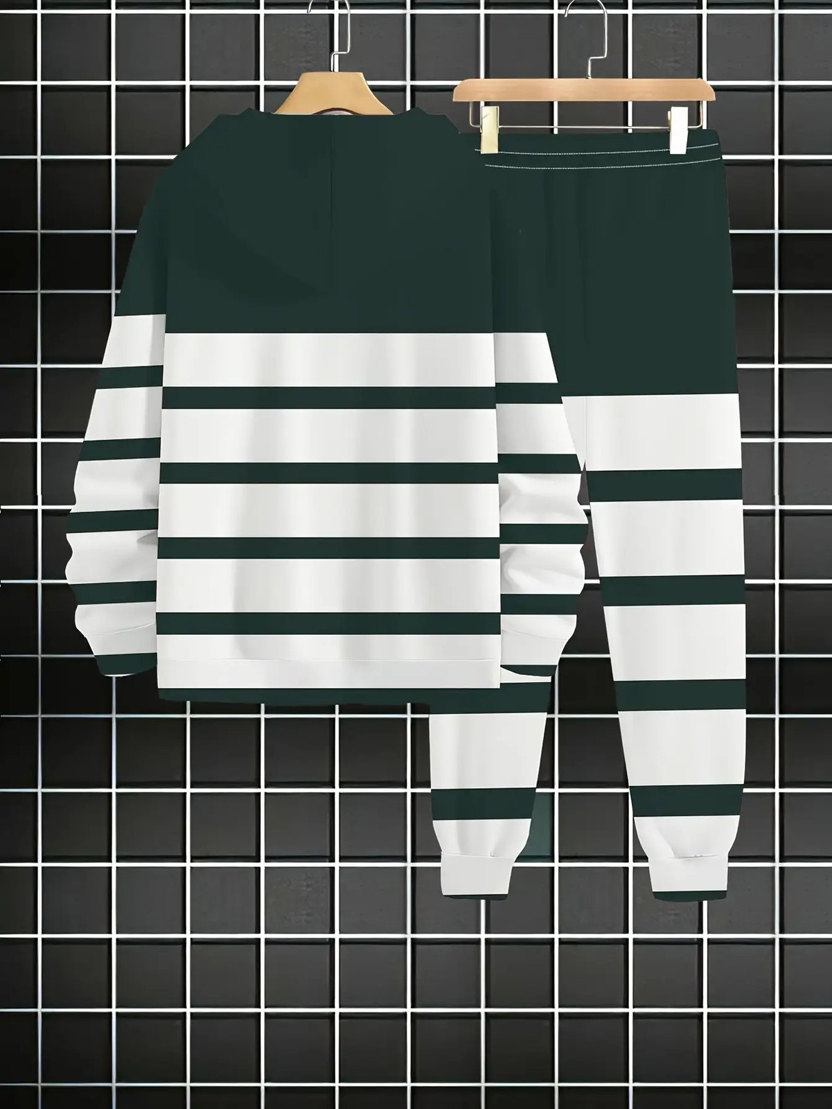 Men's casual fashion hooded suit (two tops + pants), street style wear