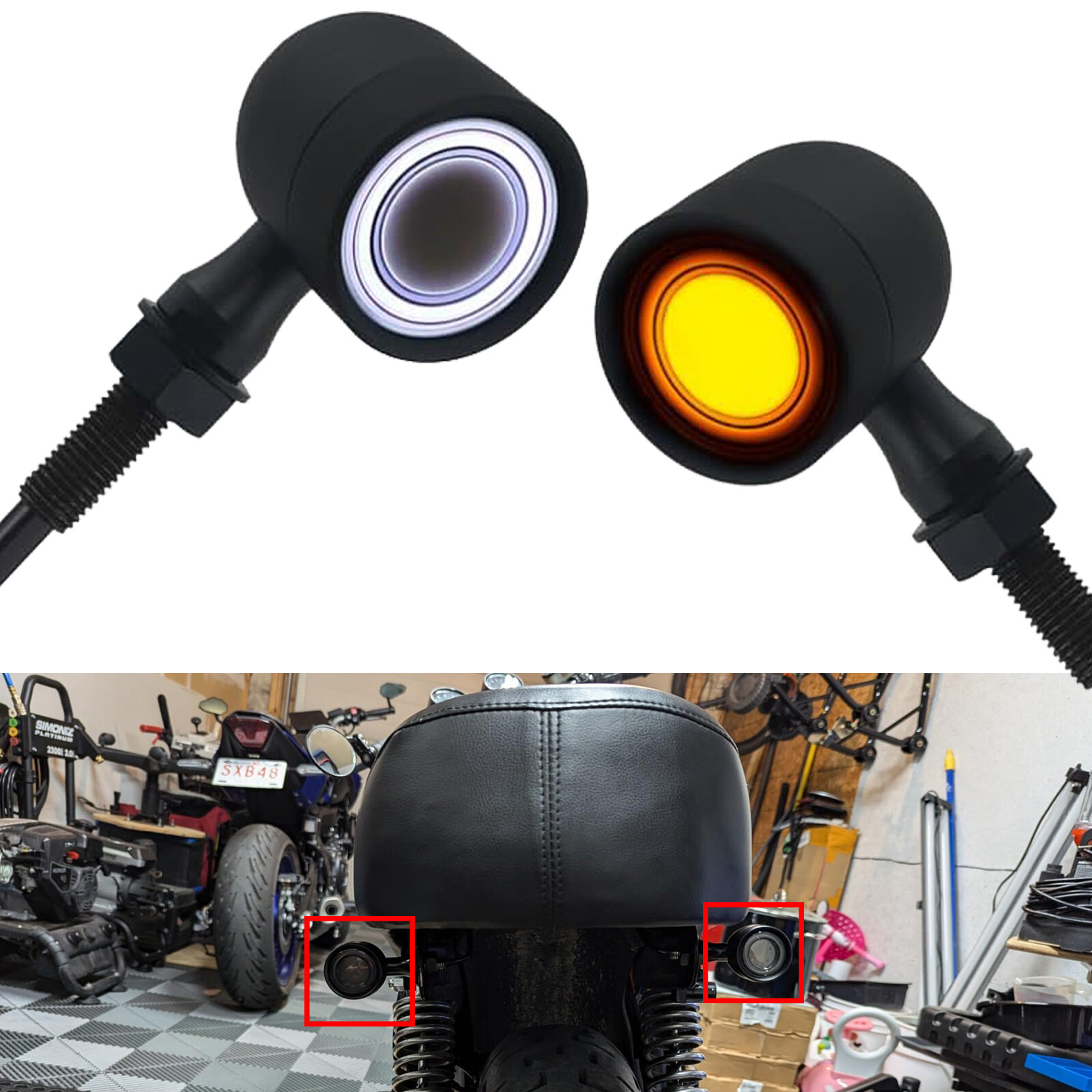 10mm Motorcycle Front Rear Turn Signal Lights For Honda Shadow VT750 VT1100