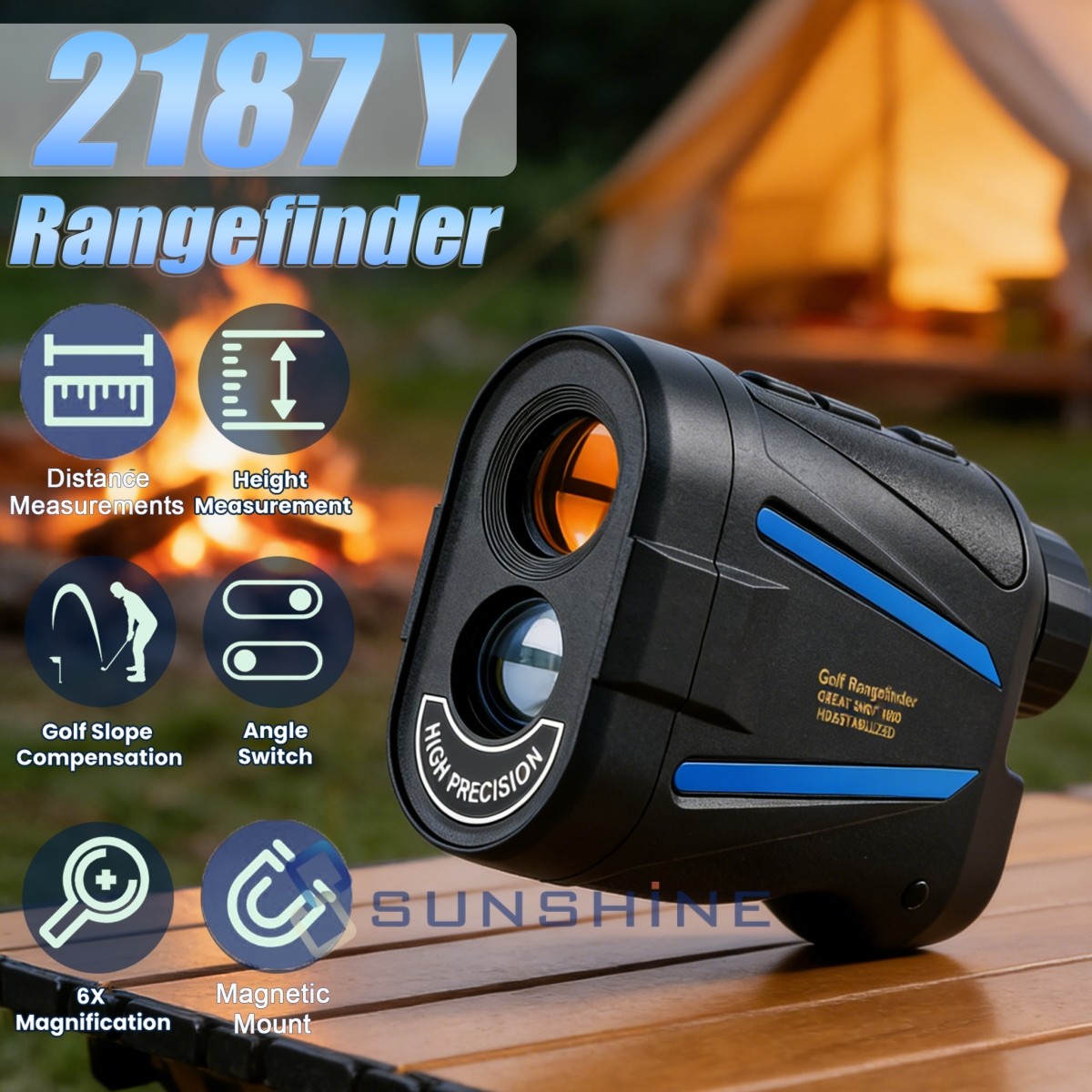 2187-Yards 6X Golf Rangefinder with slope Type-C charged for left/right-handed