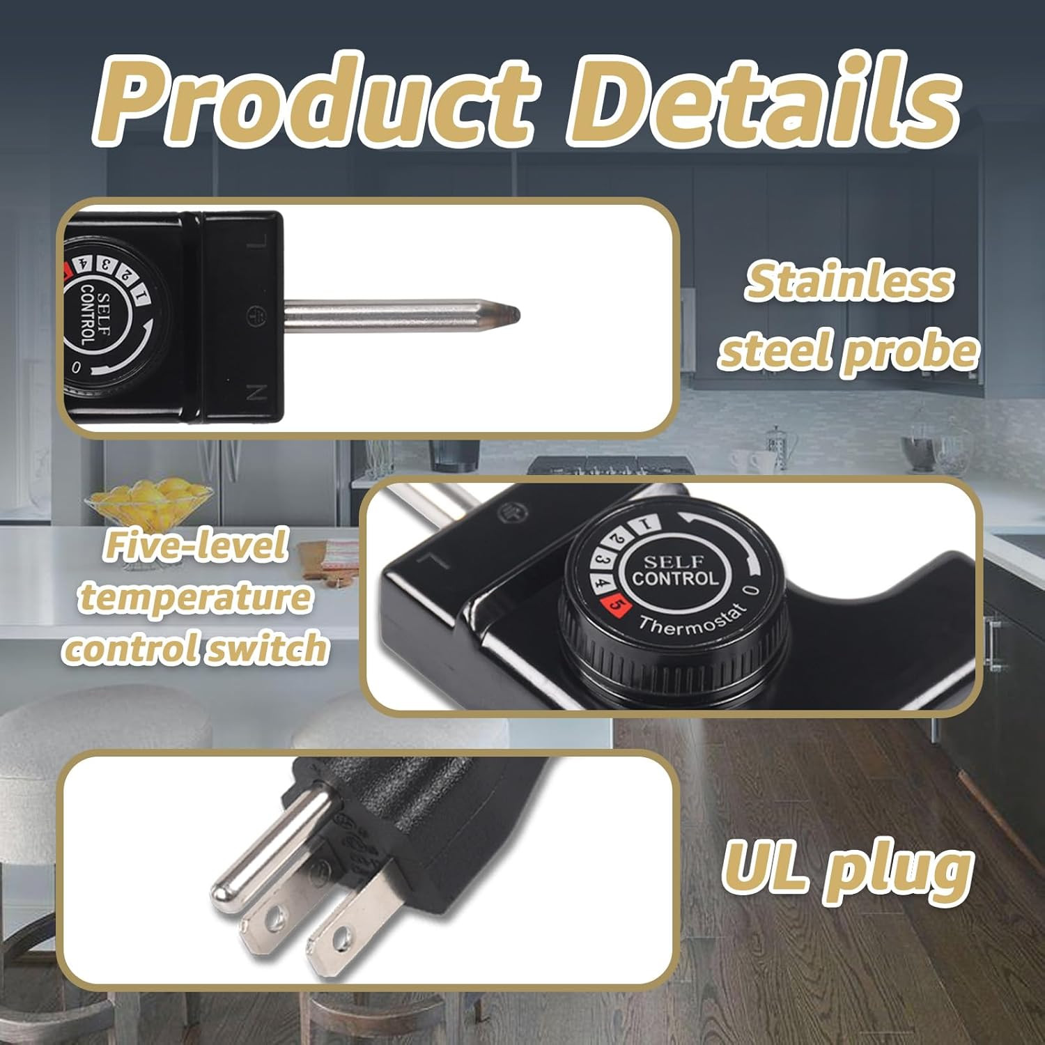 Thermostat Control Power Cable Compatible with Hamilton Beach Presto Chefman Bel