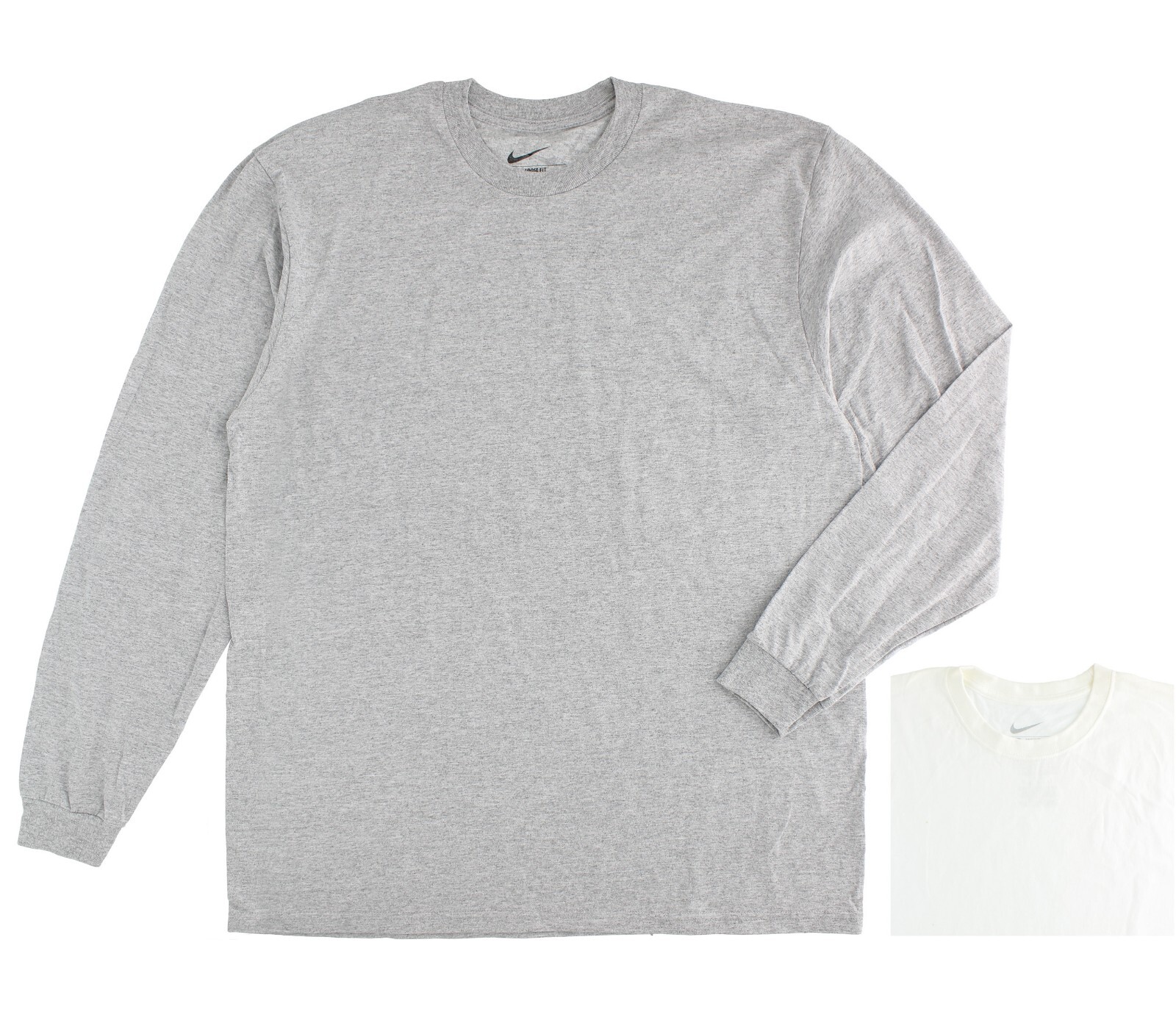 Nike Long Sleeve T-Shirt Top, Men's Loose Fit Cotton Basic Solid Tee Shirt 56323