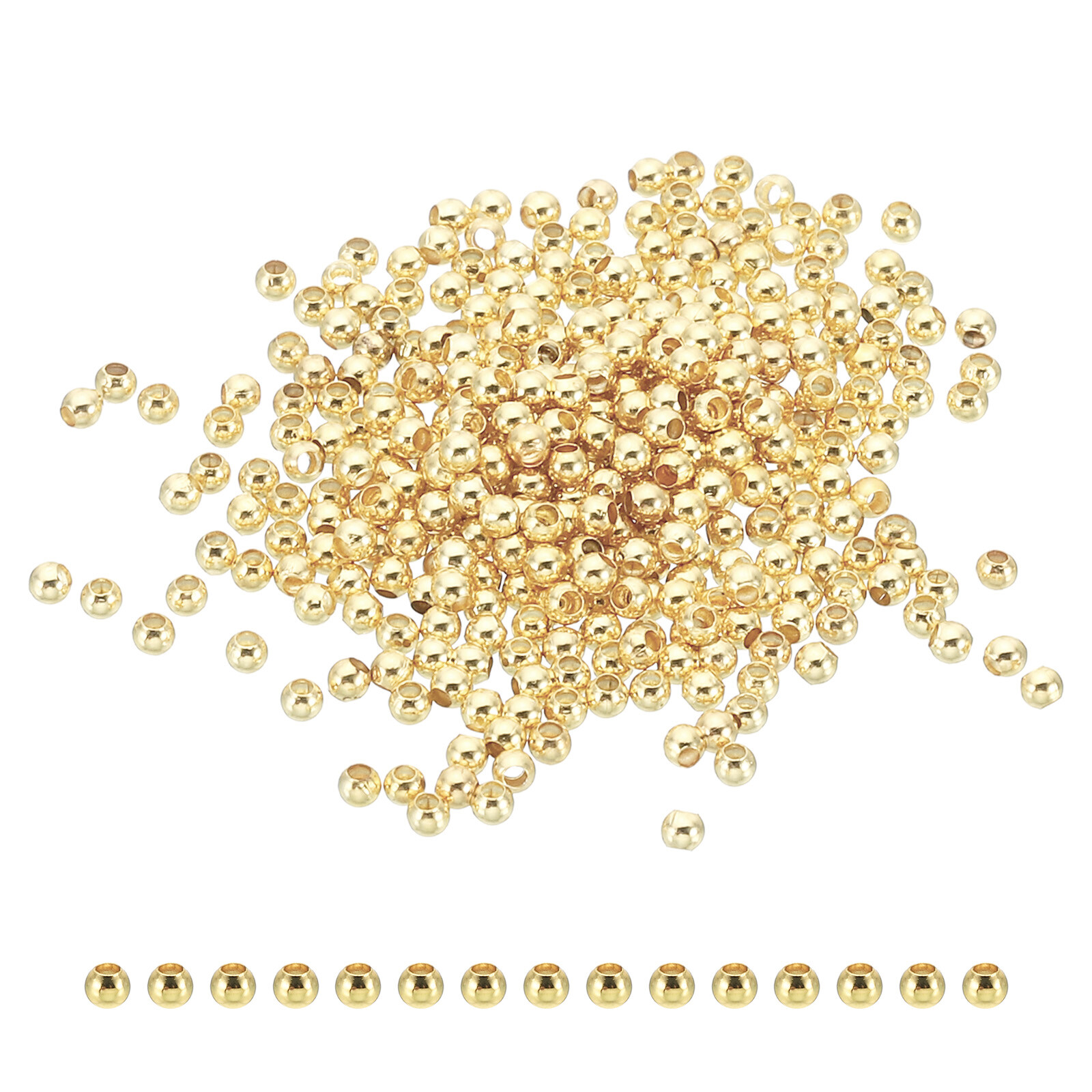 2mm 14K Gold Filled Spacer Beads for Jewelry Making, 100 Pack, Golden