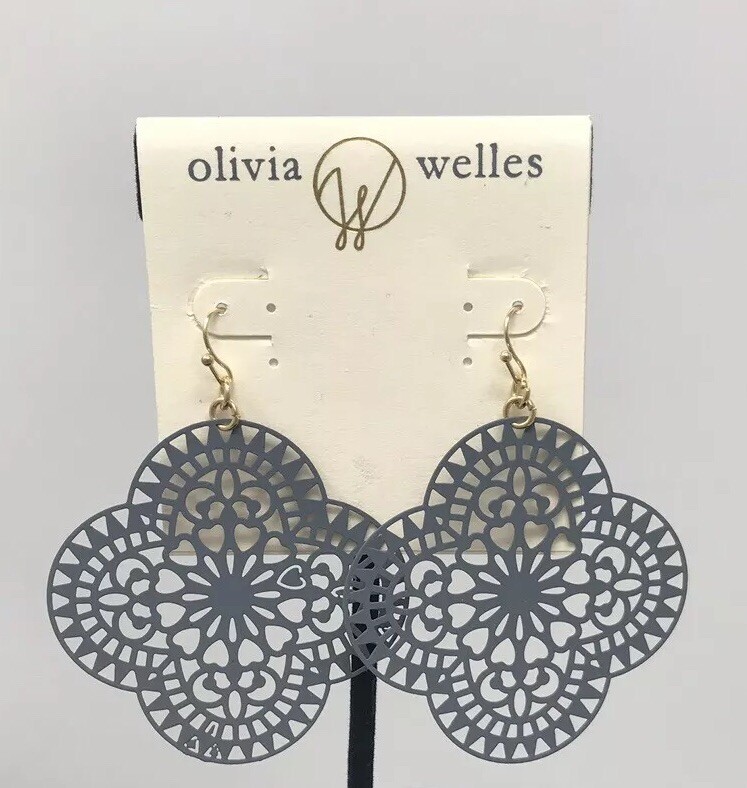 OLIVIA WELLS  Gold/Gray Earrings NEW With Tags $75