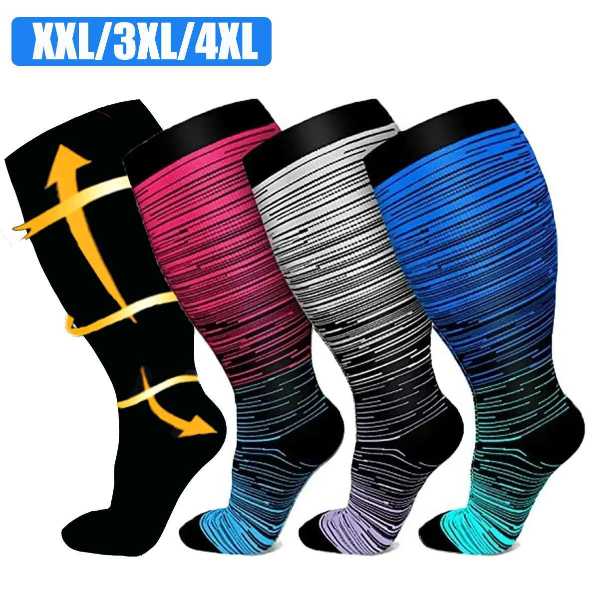 Plus Size Compression Socks 20-30 mmHg for Men Women Medical Stockings XL-4XL