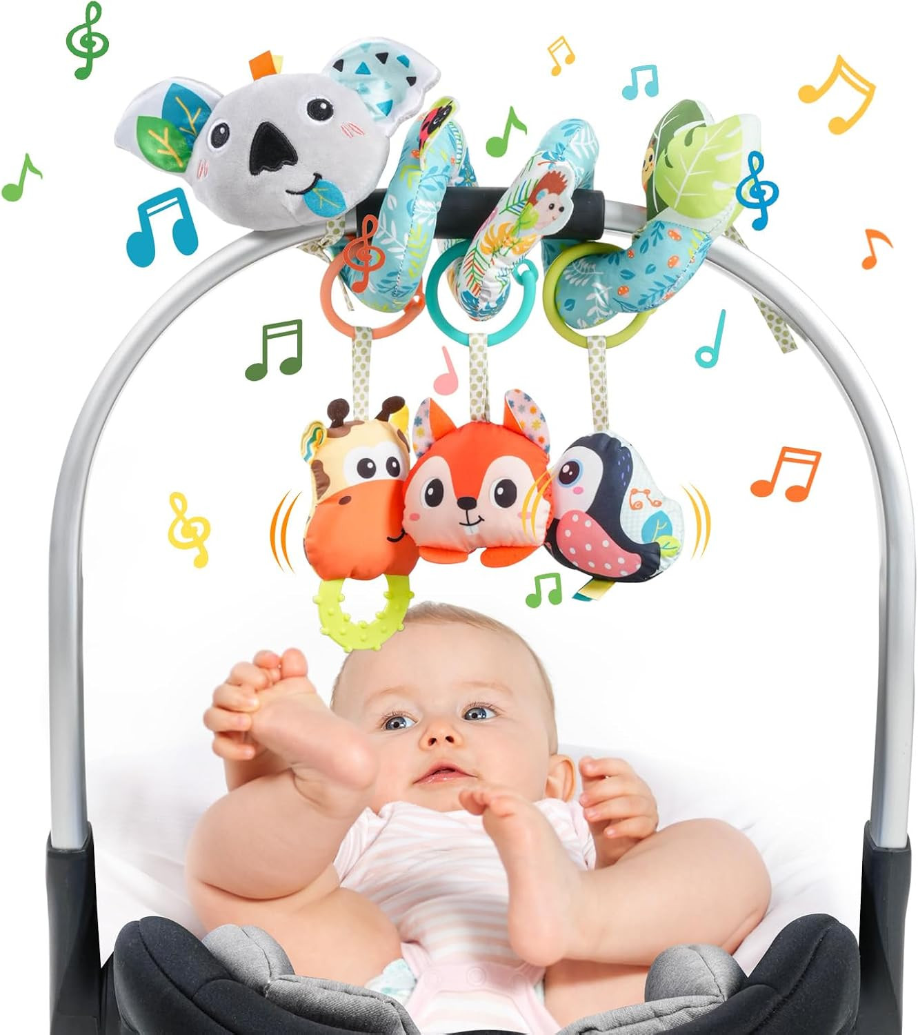Crib Stroller Car Seat Toys for Baby 0-3-6-9-12 Months, Tummy Time Hanging Senso