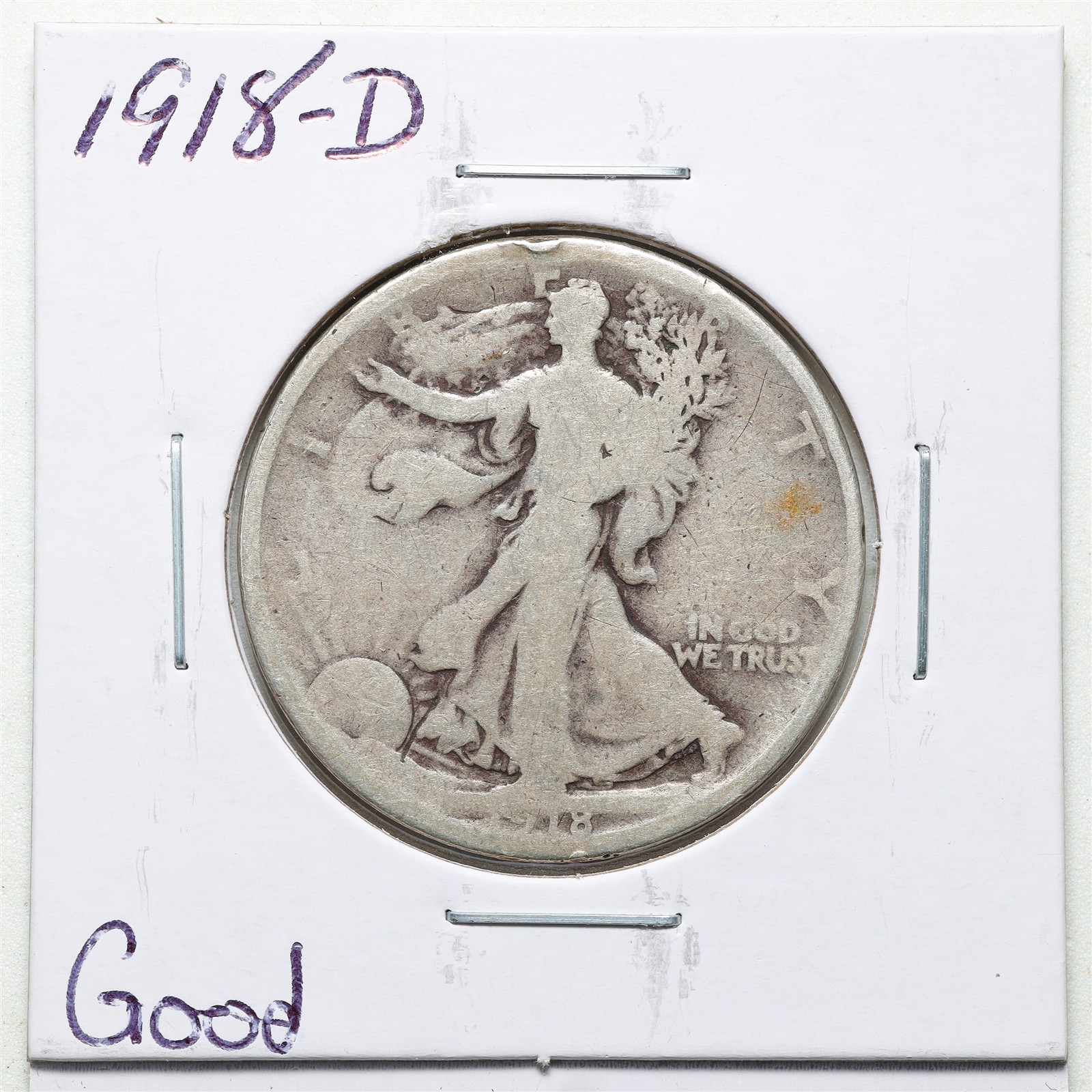 1918-D 50C Walking Liberty Half Dollar in Good Condition #6427